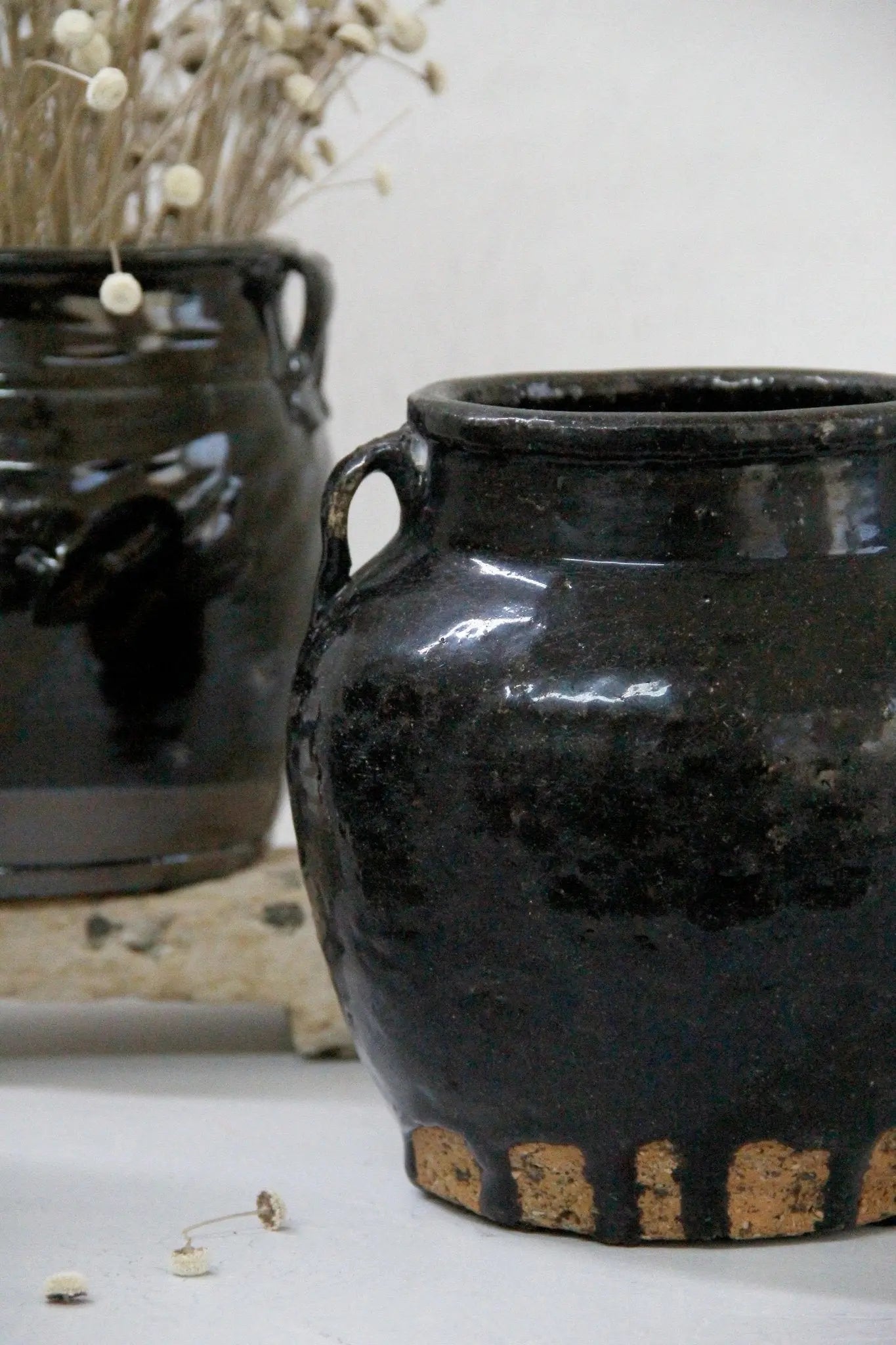 Antique Black Pottery | Glossy Oil Pot  Debra Hall Lifestyle