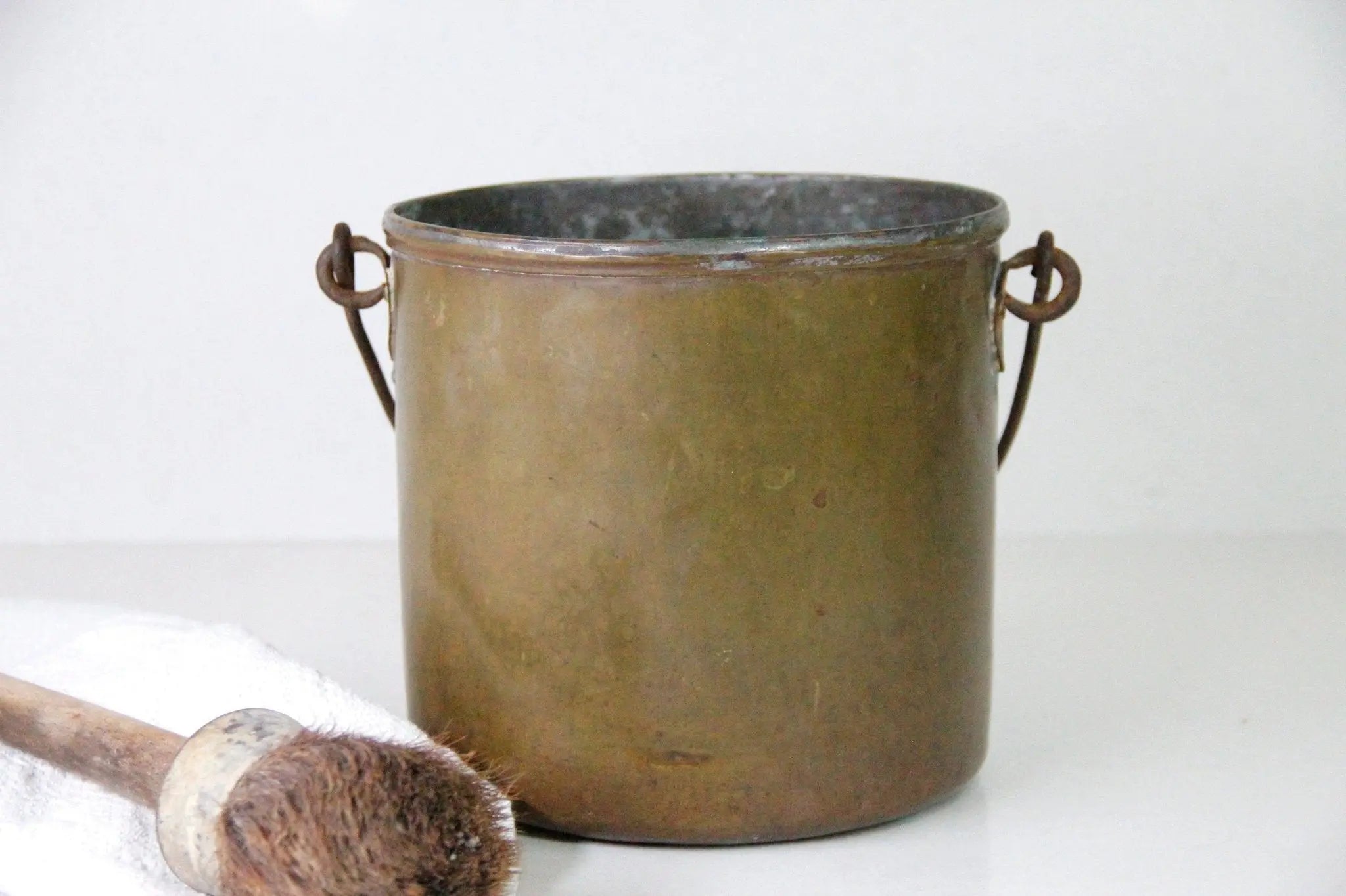Antique Brass Bucket | French Patinated Pail  Debra Hall Lifestyle