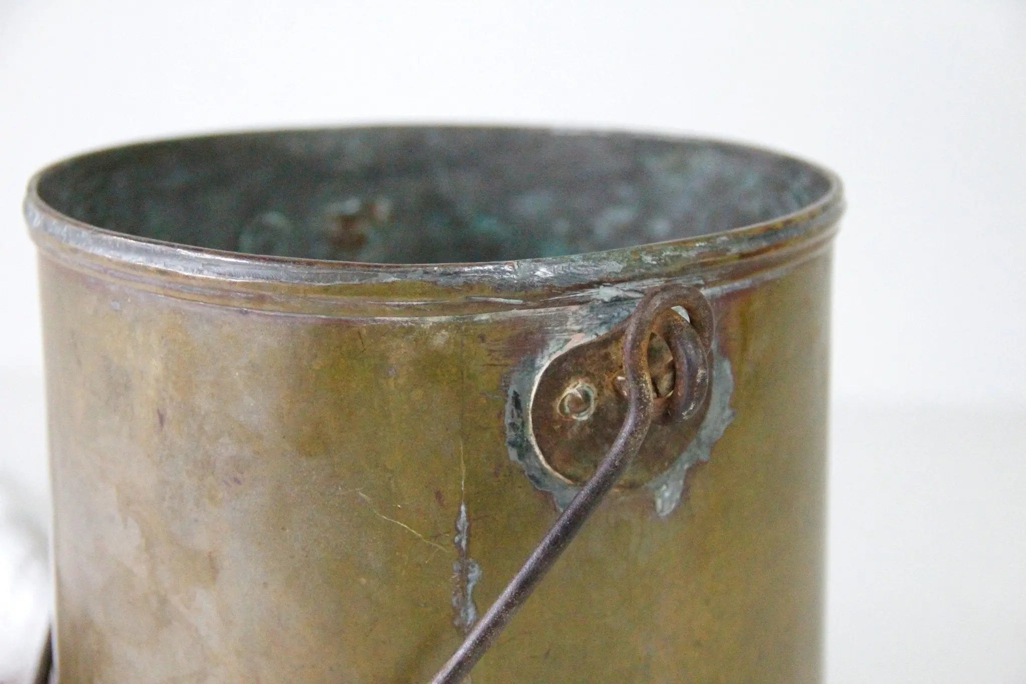 Antique Brass Bucket | French Patinated Pail  Debra Hall Lifestyle