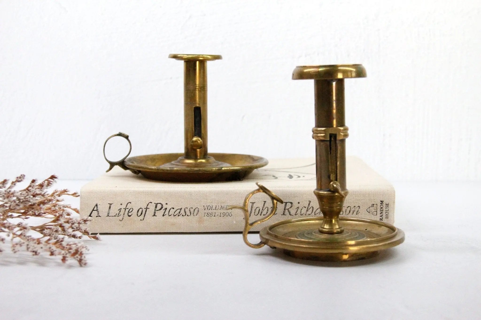 Antique Brass Candle Holder | Push-Up  Debra Hall Lifestyle