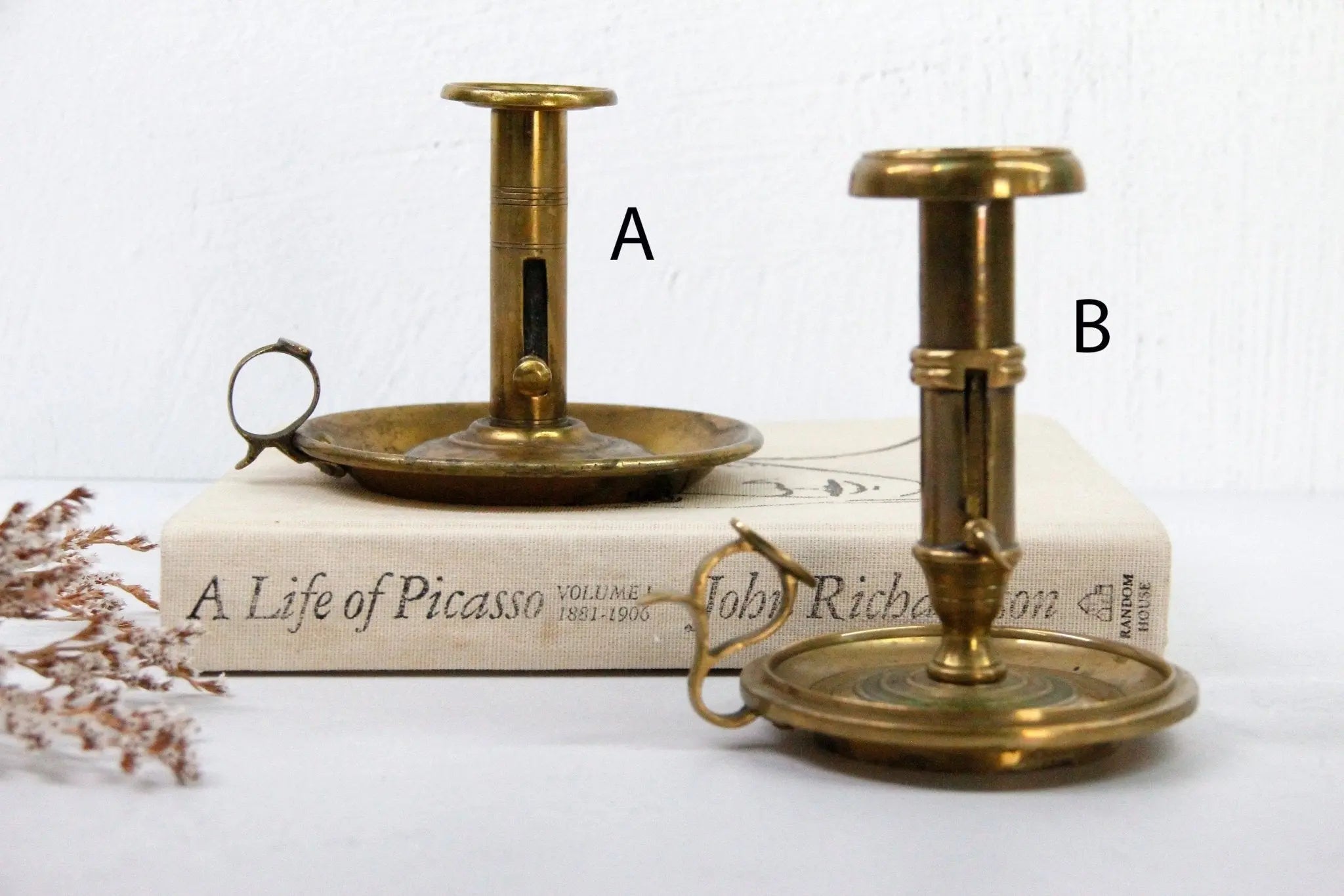 Antique Brass Candle Holder | Push-Up  Debra Hall Lifestyle