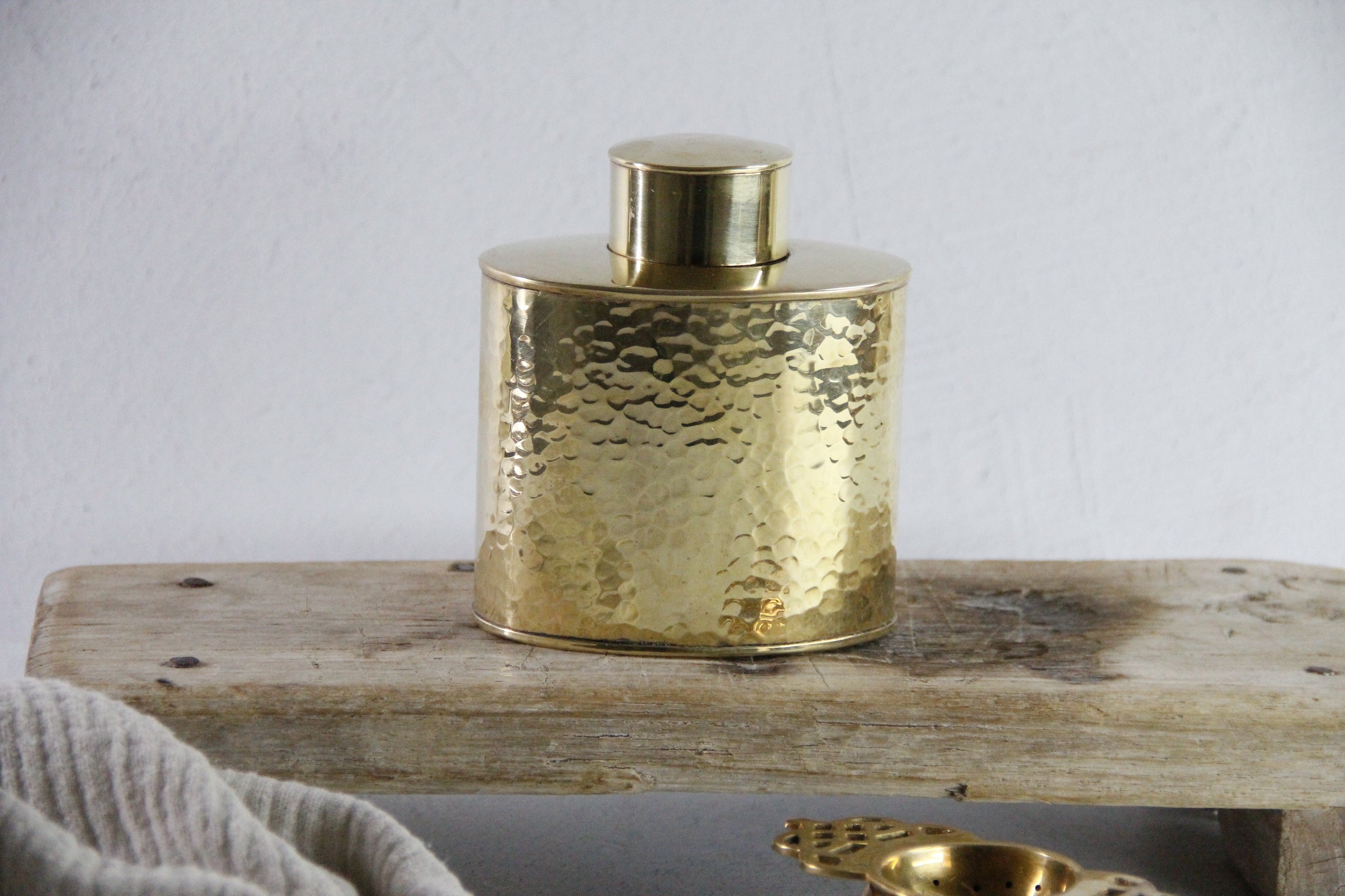 Antique Brass Tea Caddy England | Hand Hammered Stamped Debra Hall Lifestyle