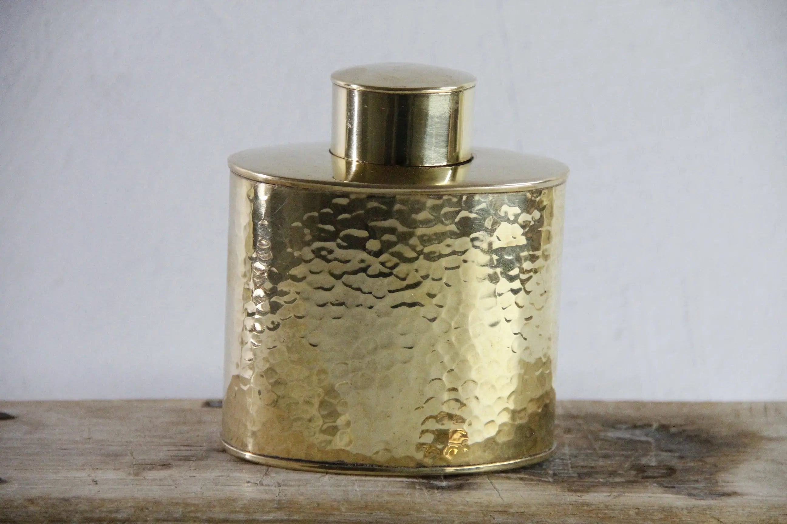 Antique Brass Tea Caddy England | Hand Hammered Stamped Debra Hall Lifestyle