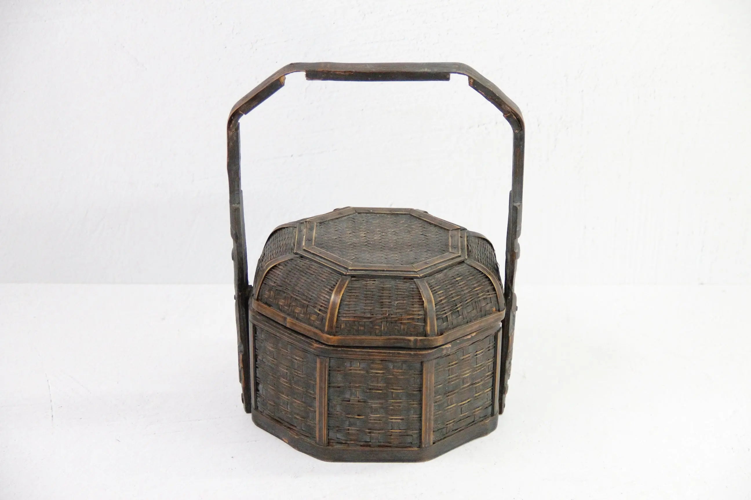 Antique Chinese Basket Lunch Box | Carved Bamboo Debra Hall Lifestyle
