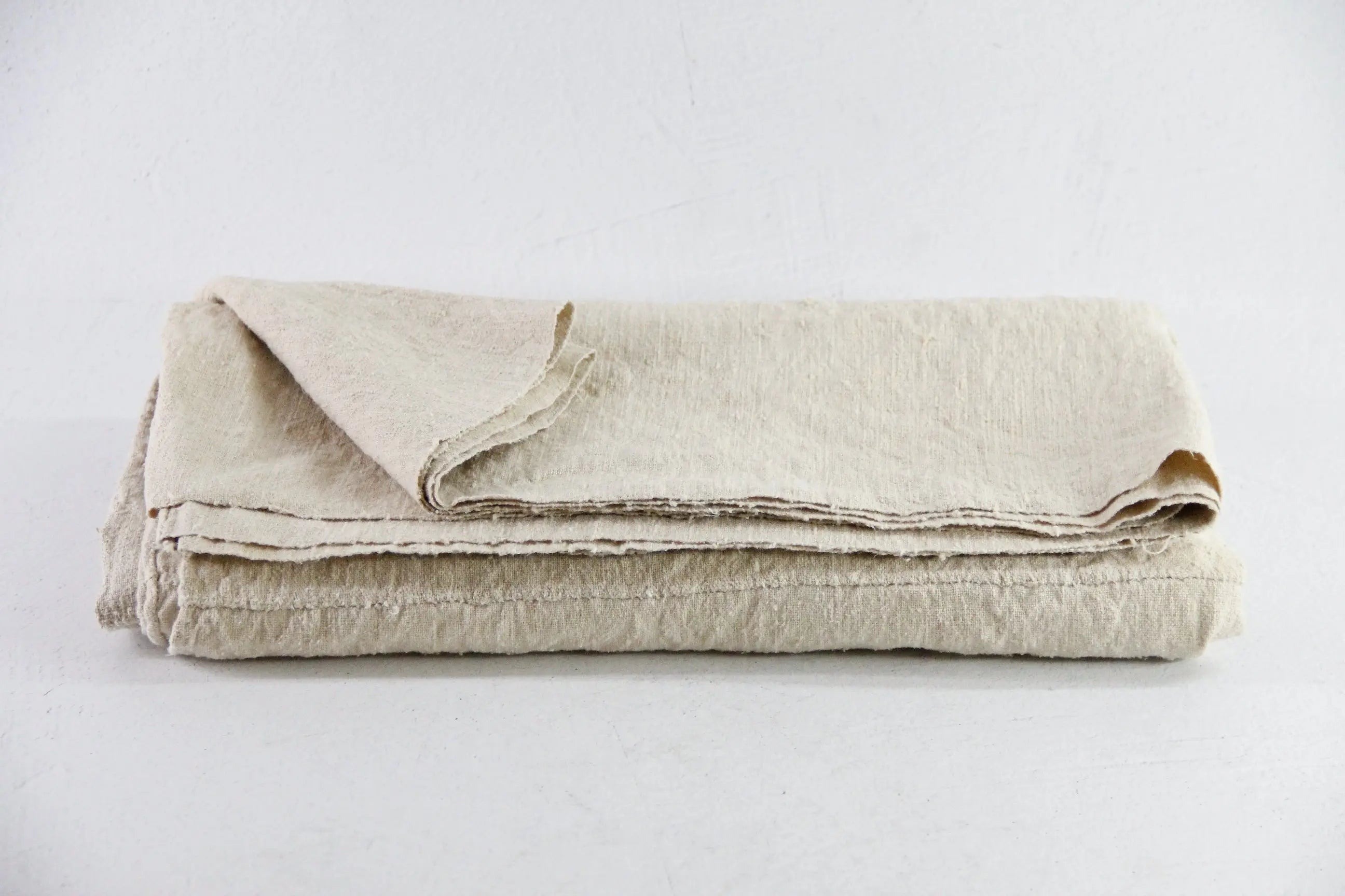 Antique French Linen Sheet | 19th Century Homespun Flax Textile Debra Hall Lifestyle