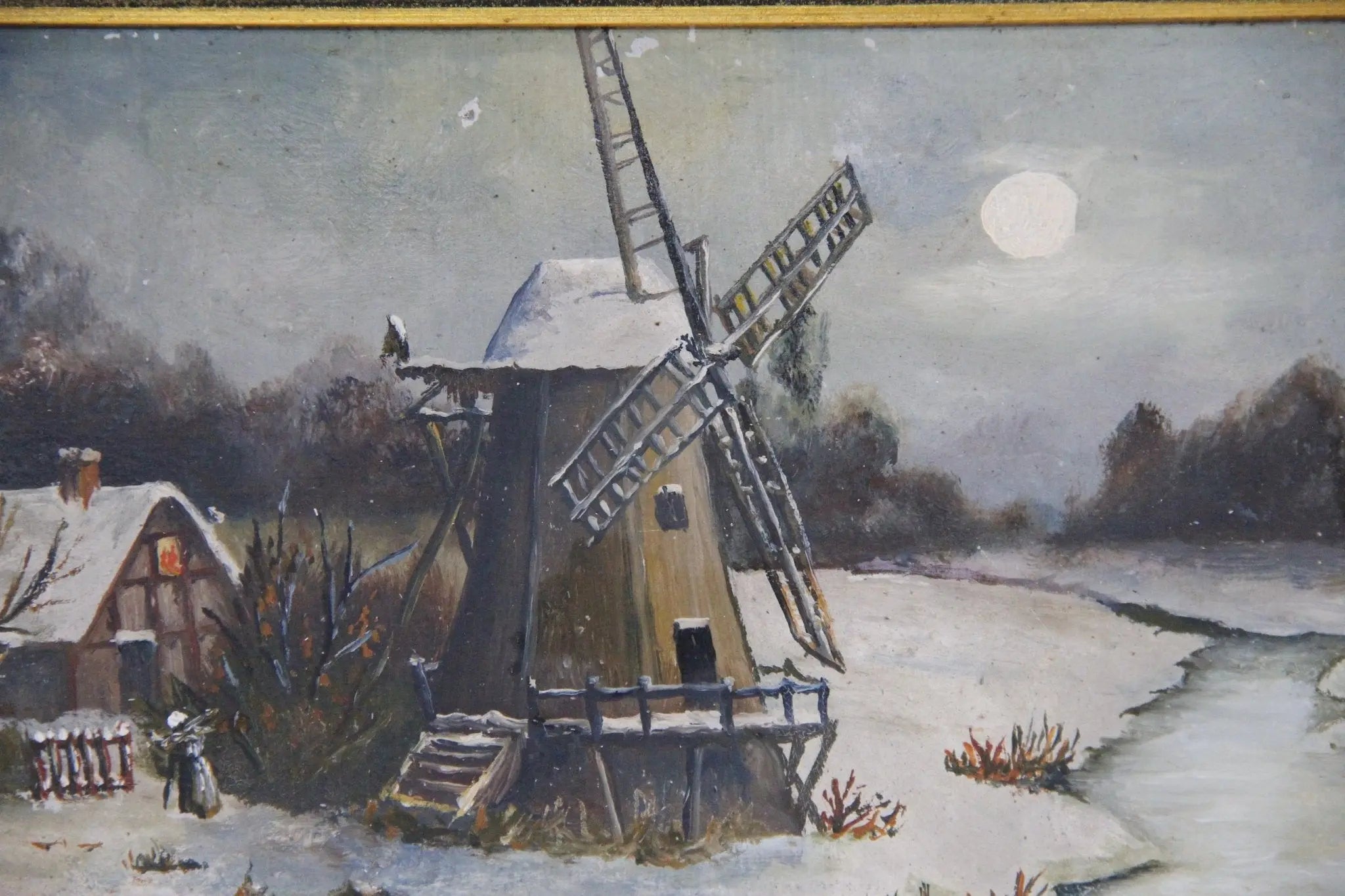 Antique French Painting | Windmill  Debra Hall Lifestyle