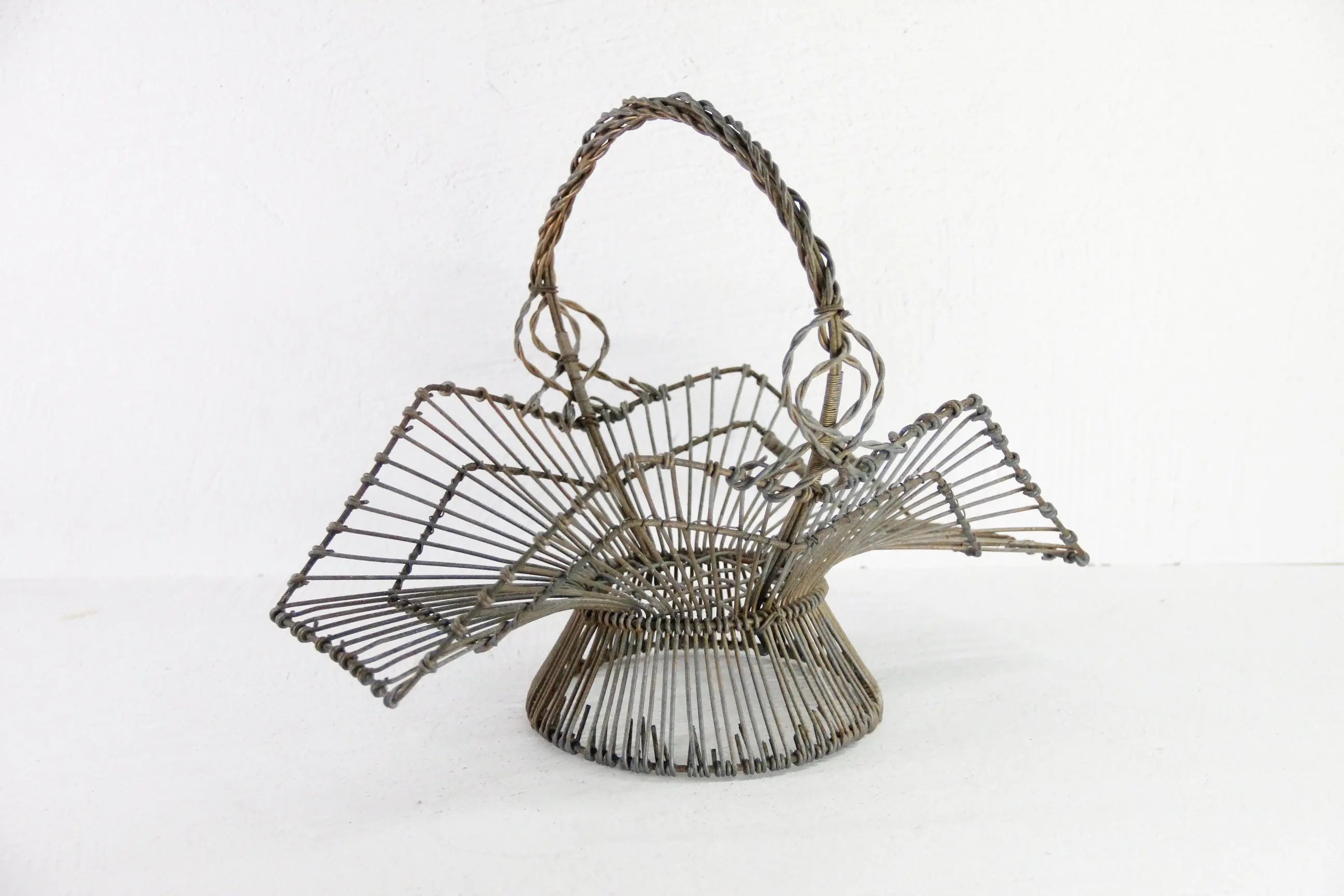 Antique French Wire Basket | Heavy Twisted Metal-Garden Debra Hall Lifestyle