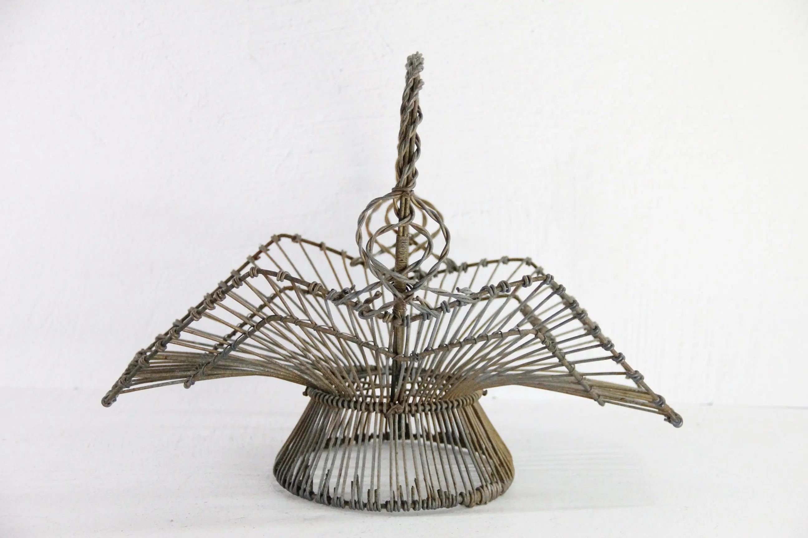 Antique French Wire Basket | Heavy Twisted Metal Garden Carrier