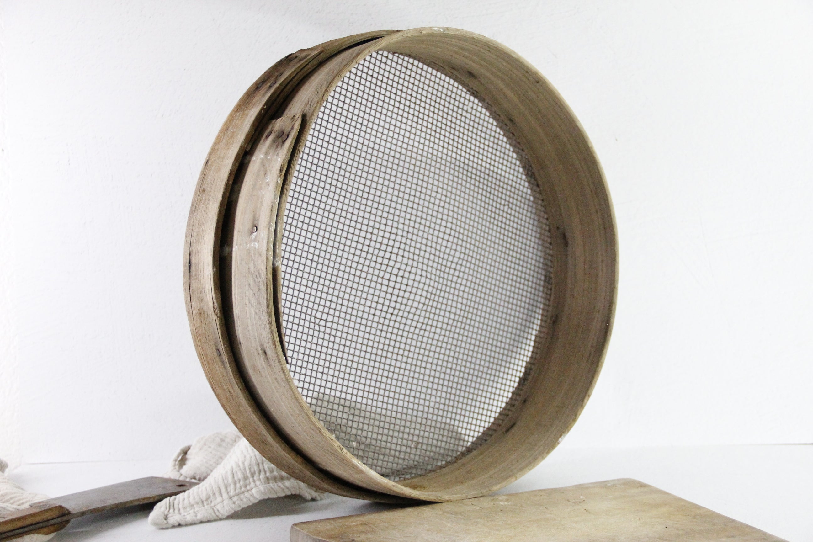 Antique Grain Sifter | French Bentwood Flour Sieve XL Debra Hall Lifestyle