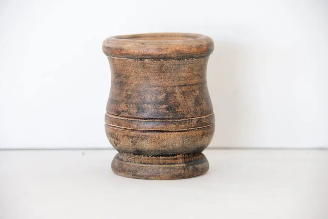 Antique Hand Made Wood Mortar | Treenware  Debra Hall Lifestyle