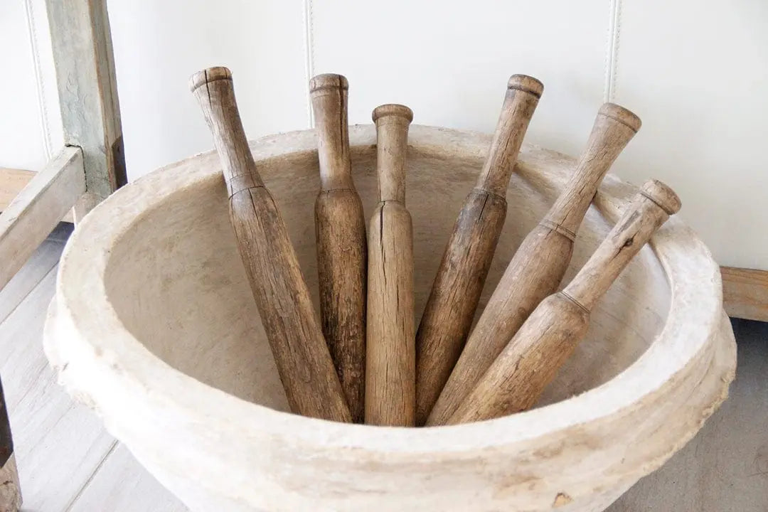 Antique Large Wood Pestle | European Debra Hall Lifestyle