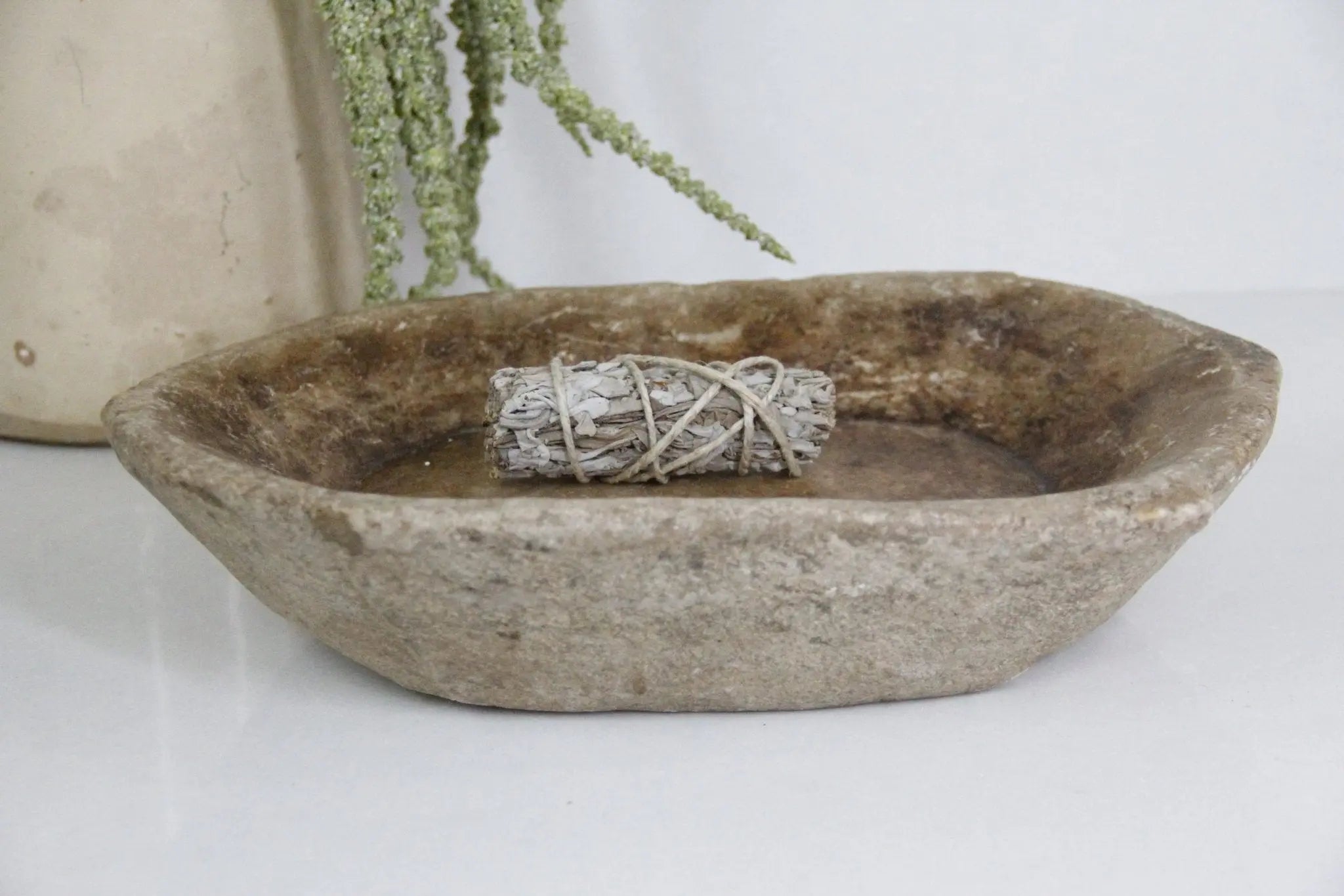 Antique Limestone Tray - Low Bowl  Debra Hall Lifestyle