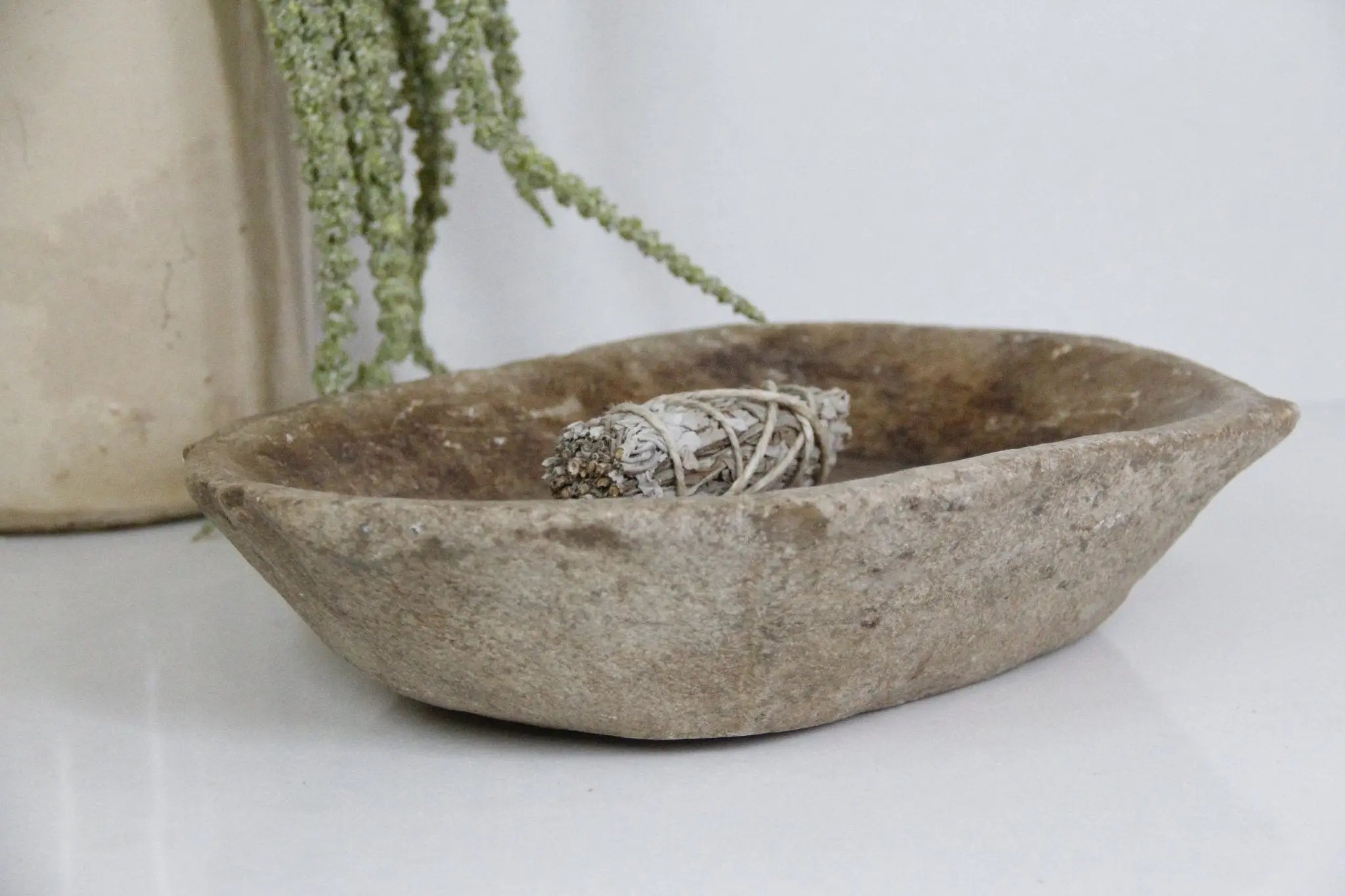 Antique Limestone Tray - Low Bowl  Debra Hall Lifestyle