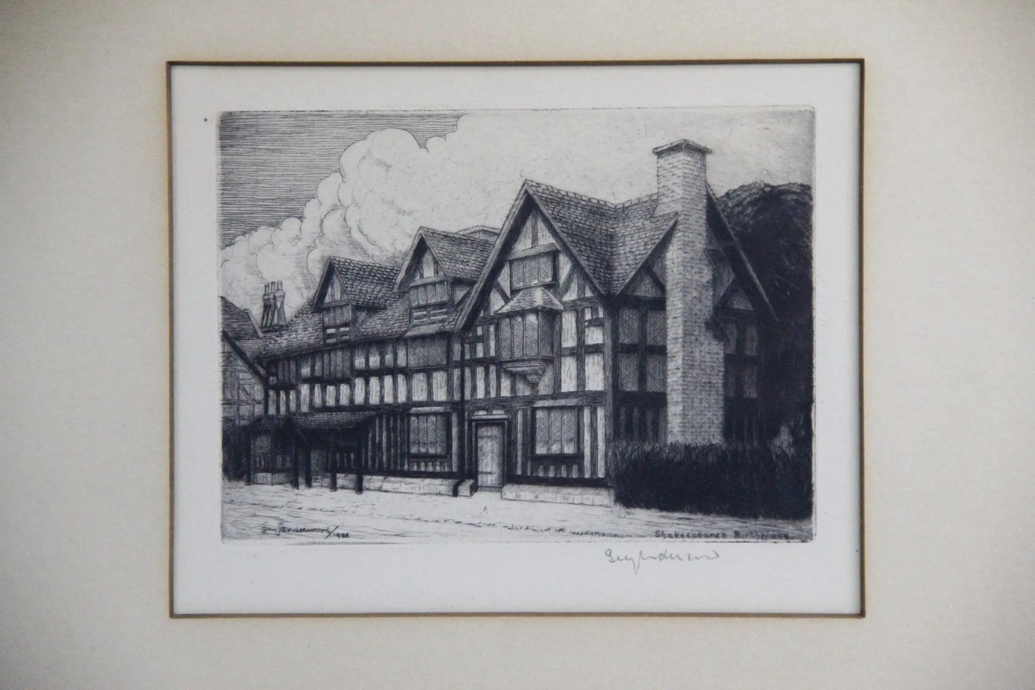 Antique Lithograph | C. 1922 Shakespear's Birthplace  Debra Hall Lifestyle