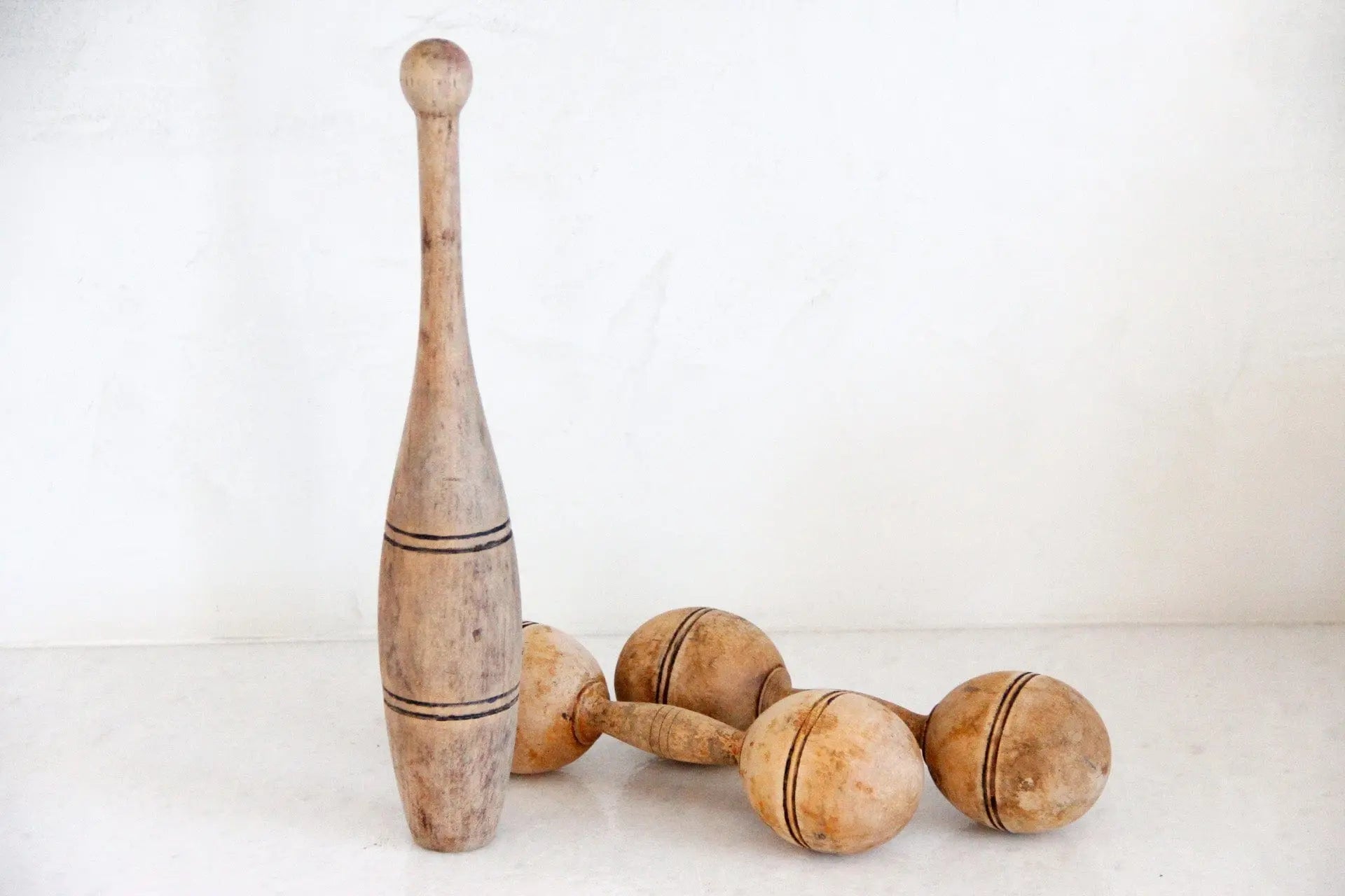 Antique Pair Wooden Dumbbells | Exercise Pin | Each  Debra Hall Lifestyle