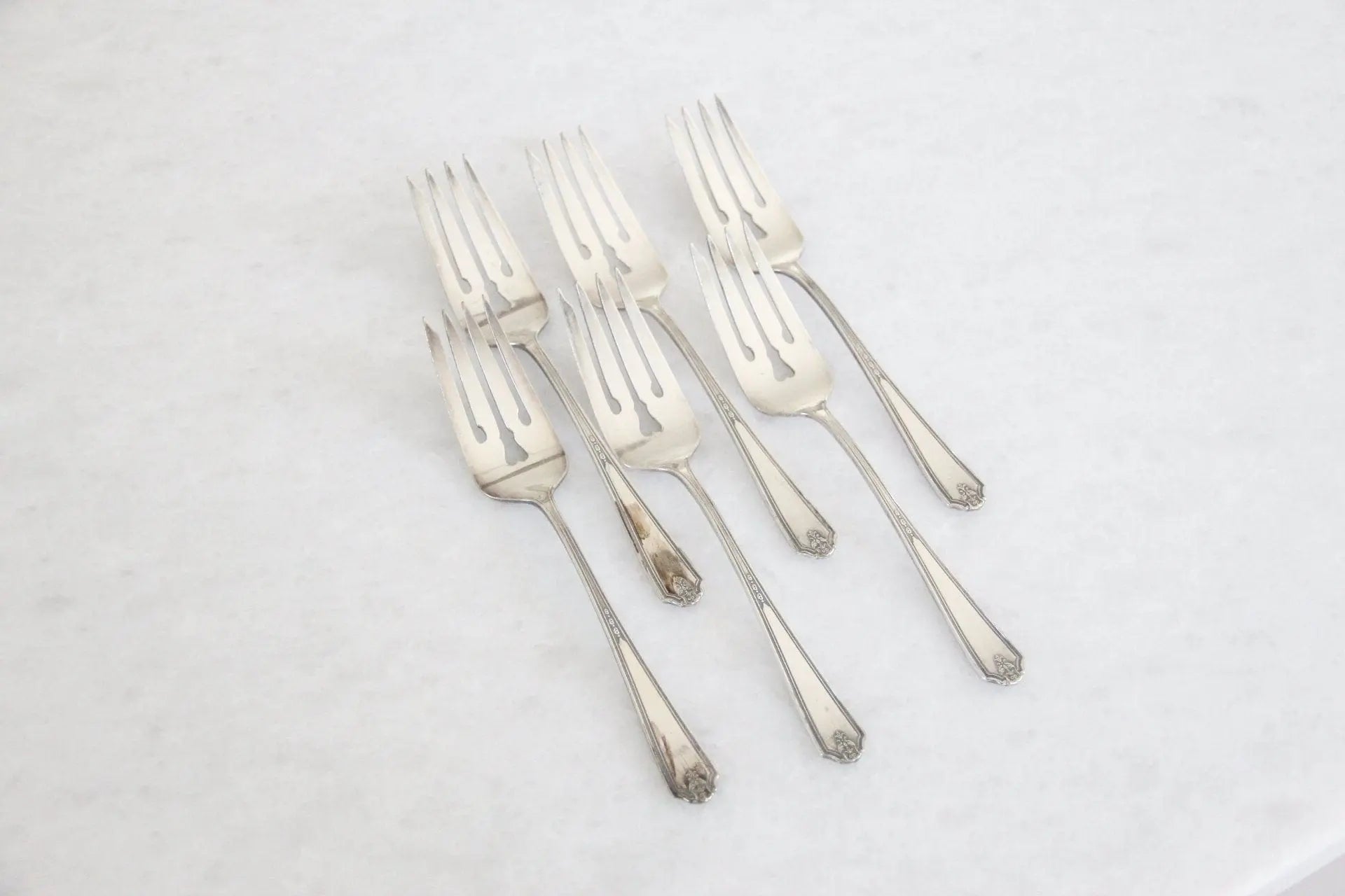 Antique Silver Plate Dessert Fork | Gorham Flatware 6 Pcs. Debra Hall Lifestyle