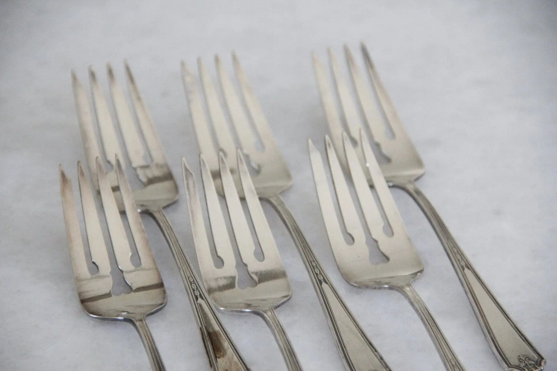 Antique Silver Plate Dessert Fork | Gorham Flatware 6 Pcs. Debra Hall Lifestyle