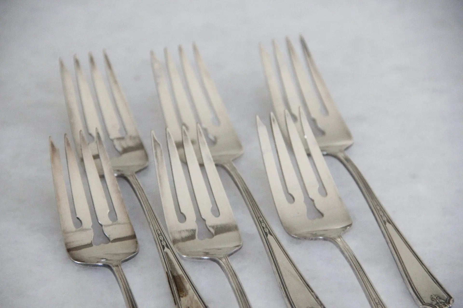 Antique Silver Plate Dessert Fork | Gorham Flatware 6 Pcs.  Debra Hall Lifestyle