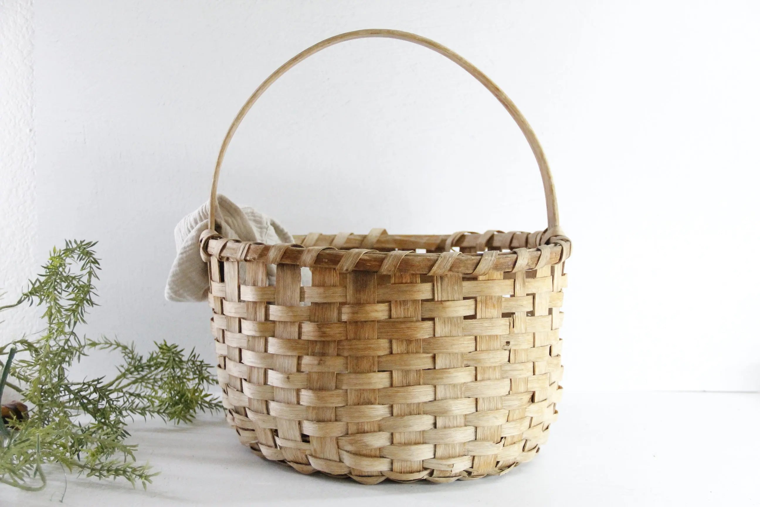 Antique Splint Basket | 19th C. American Oak Gathering Debra Hall Lifestyle