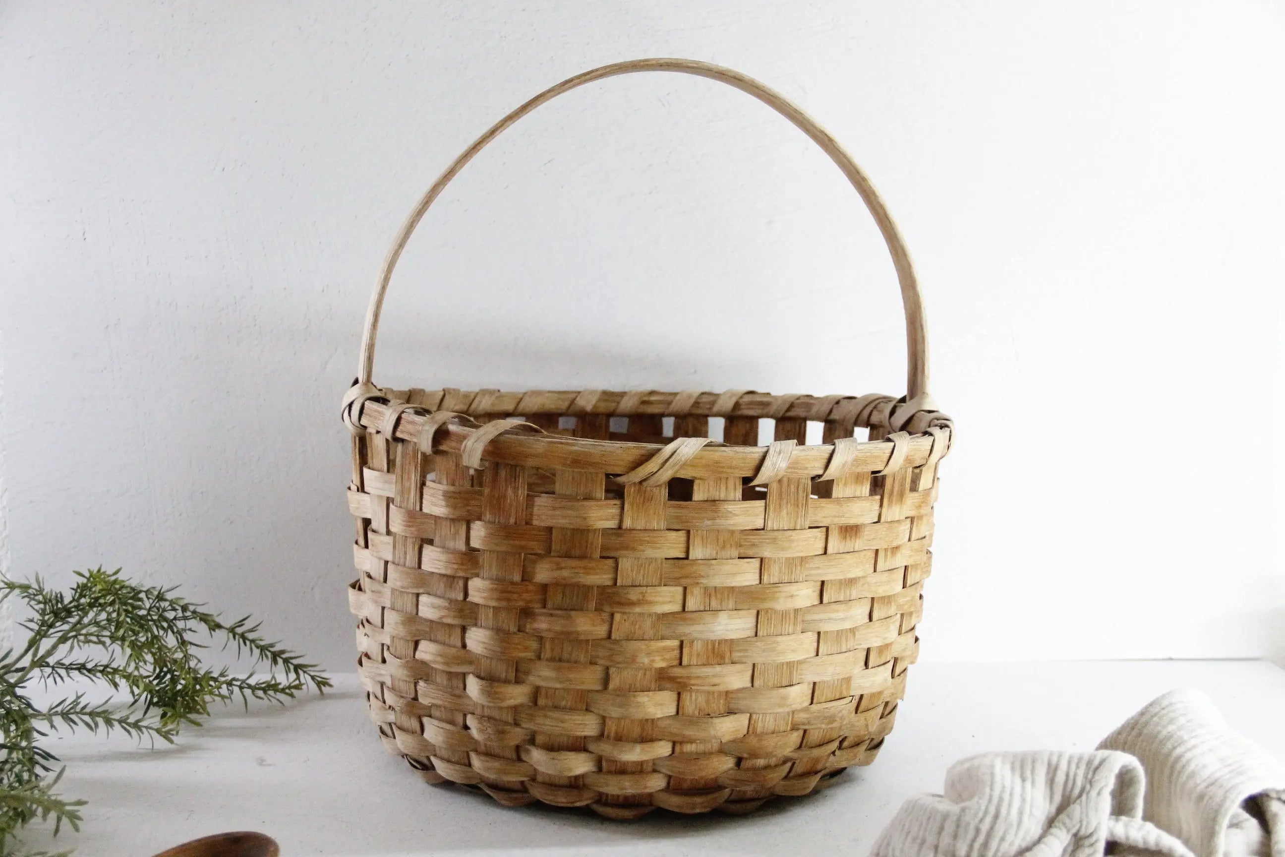 Antique Splint Basket | 19th C. American Oak Gathering Debra Hall Lifestyle