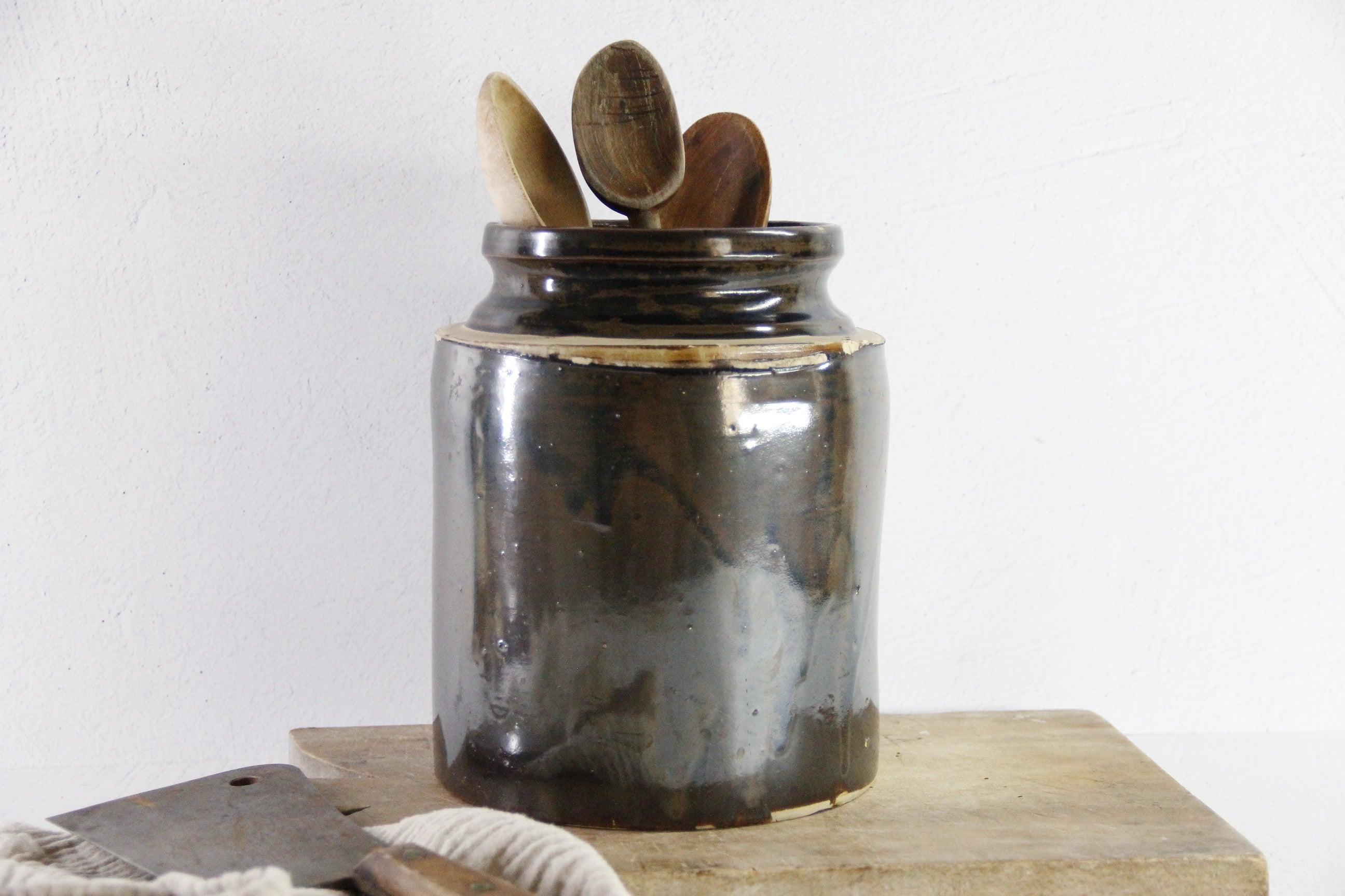 Antique Stoneware Crock | Albany Slip Glaze 1800s Debra Hall Lifestyle