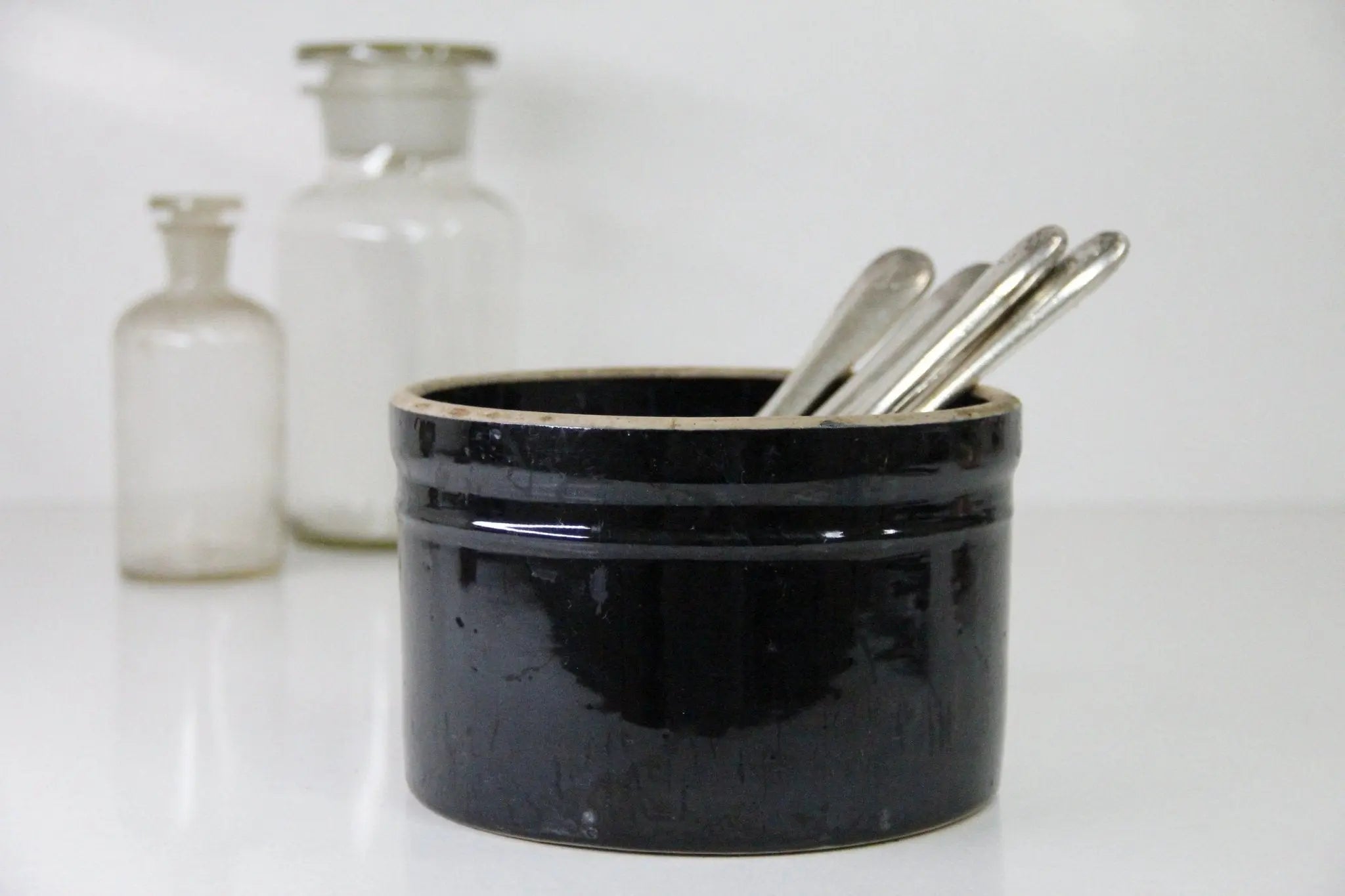 Antique Stoneware Crock | Black Glazed  Debra Hall Lifestyle