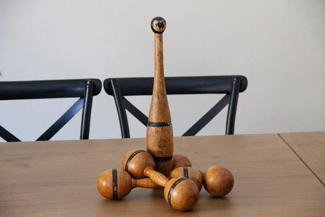 Antique Wooden Dumbbells | Exercise Weights Each  Debra Hall Lifestyle