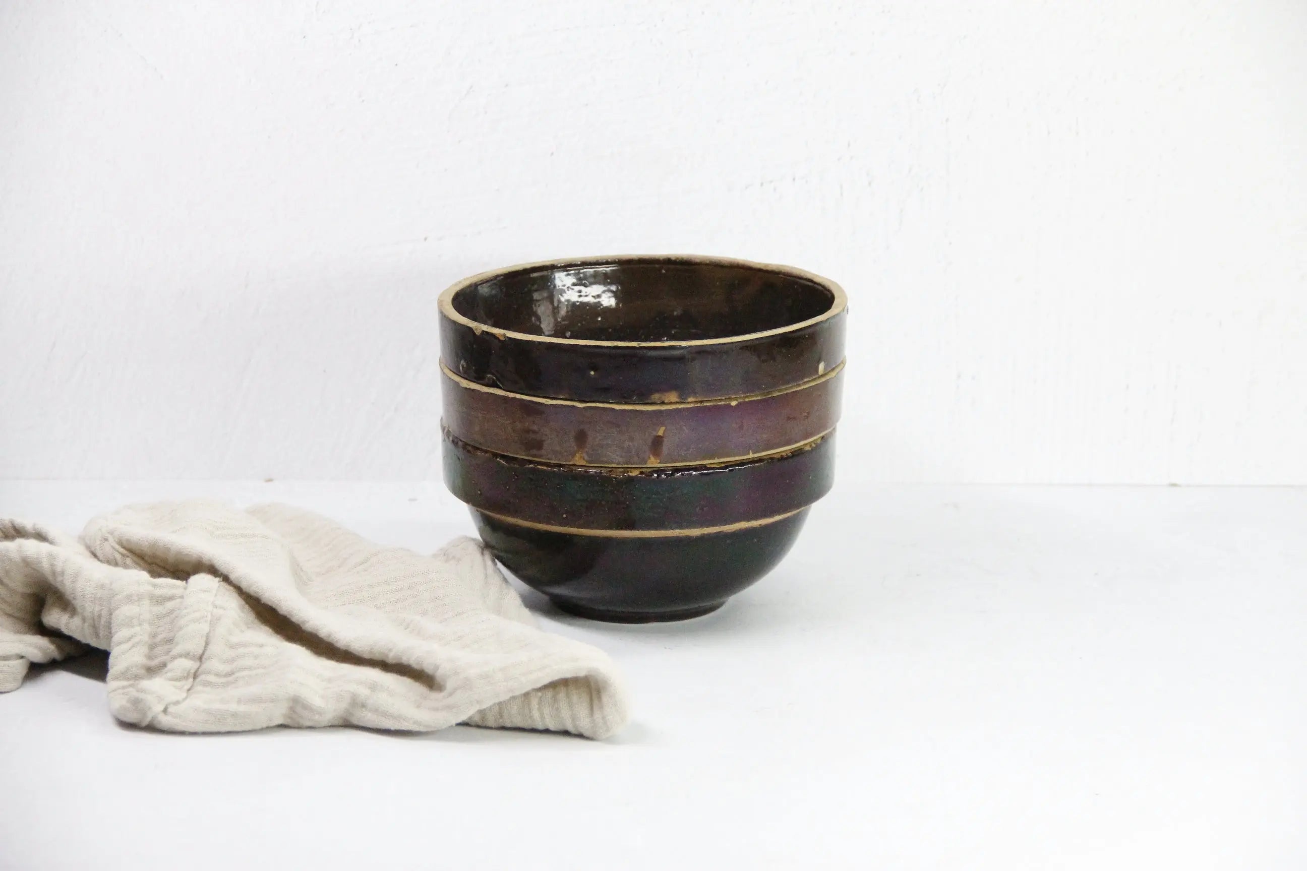 Assorted Antique Stoneware Bowl | Kitchen Crock Mixing Bowl-Brown Debra Hall Lifestyle