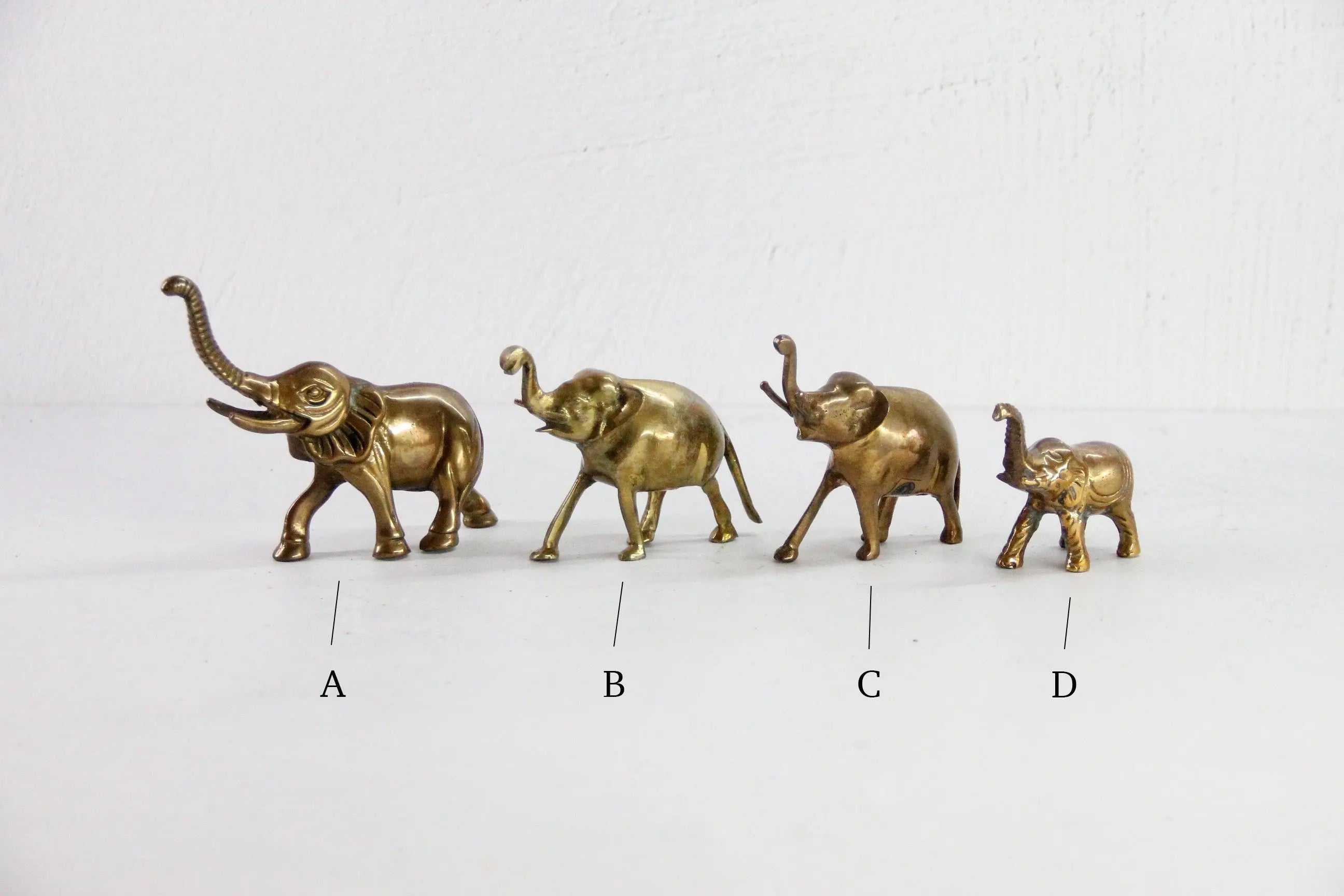 Assorted Vintage Brass Elephant | Brass Lucky Figurine One Debra Hall Lifestyle