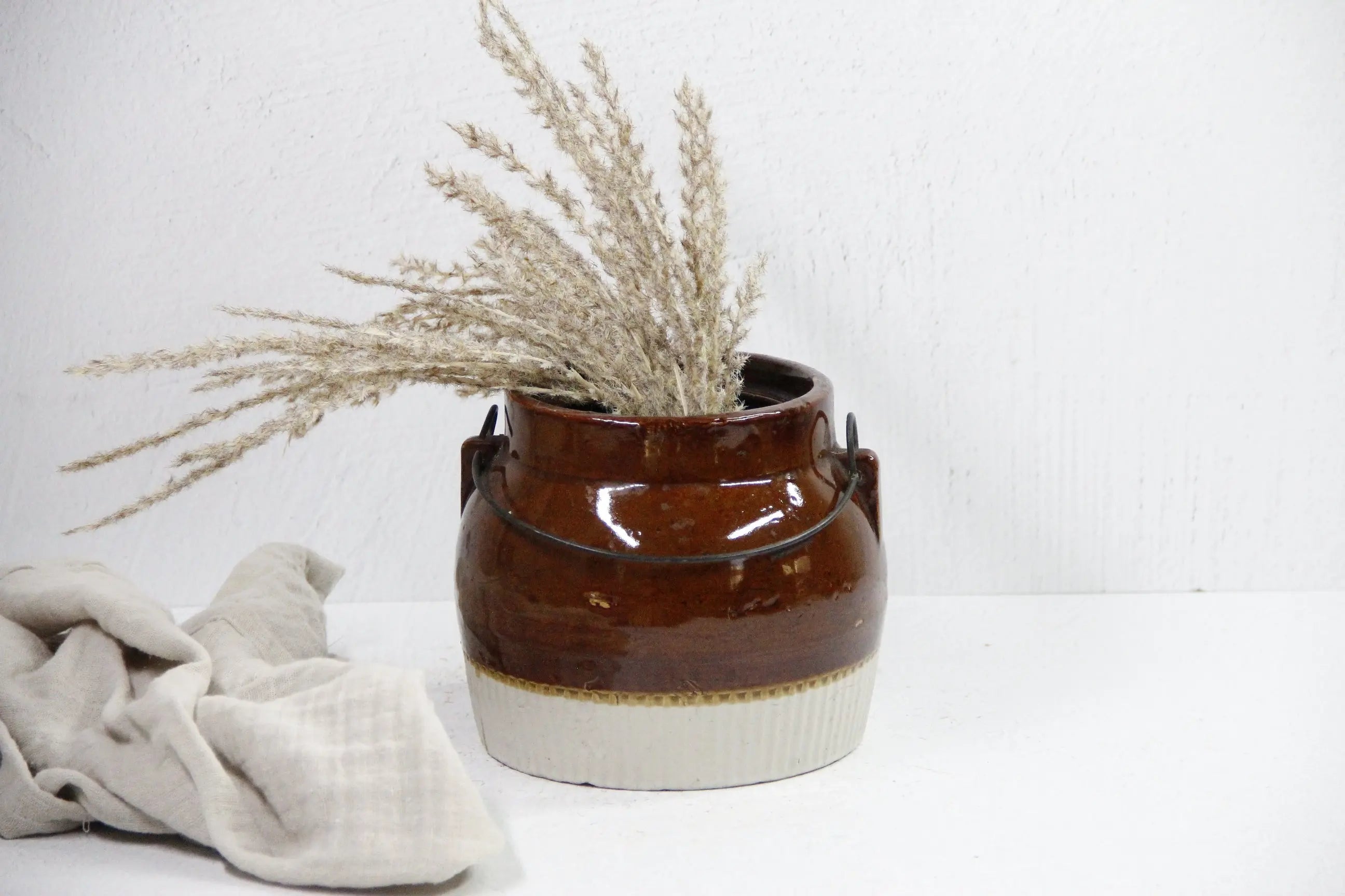 Antique Textured Two Tone Dip Brown Heavy Stoneware Pot Crock hotsell Pottery 1900s