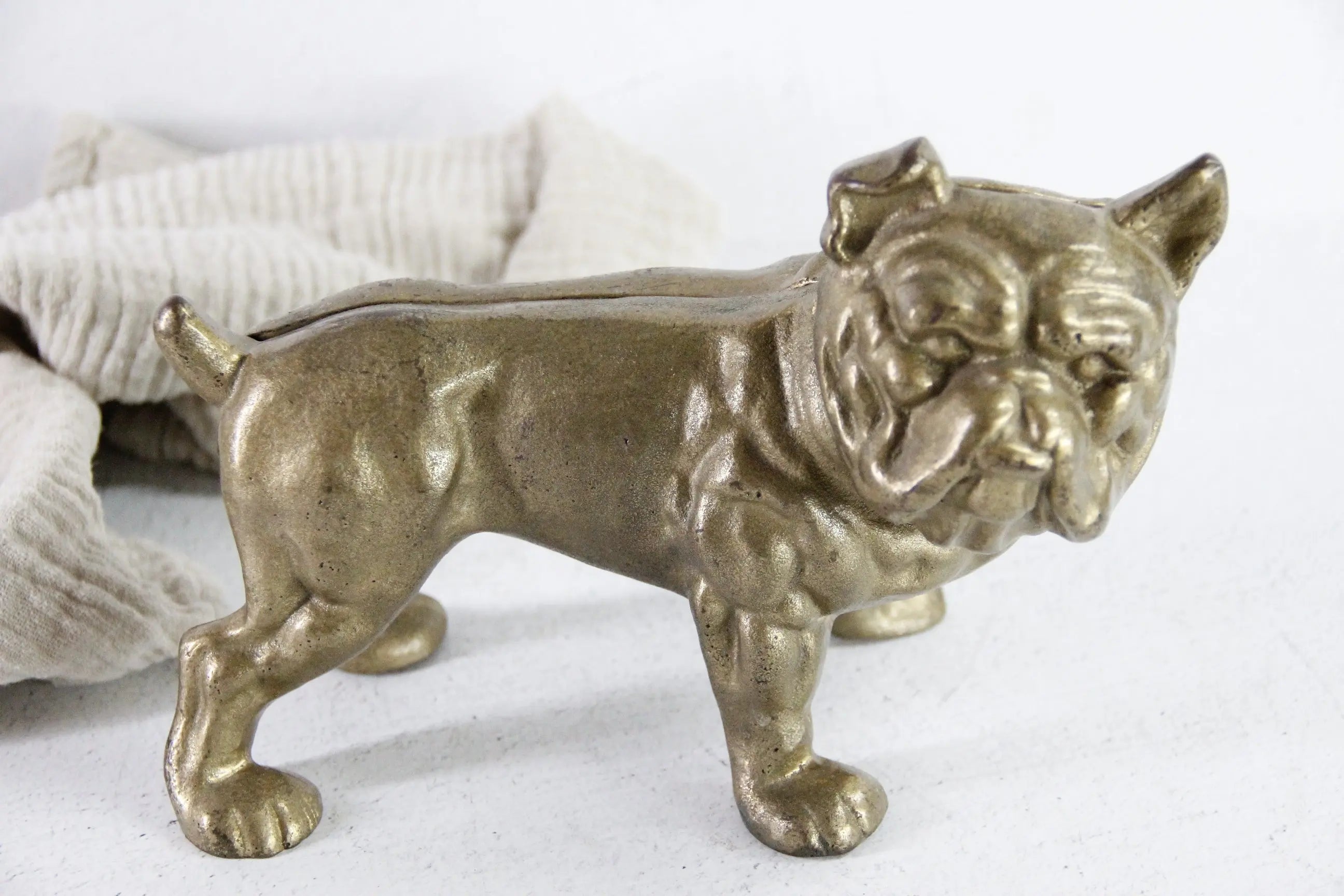 Brass Bulldog Bank | Vintage Figurine Doorstop Debra Hall Lifestyle