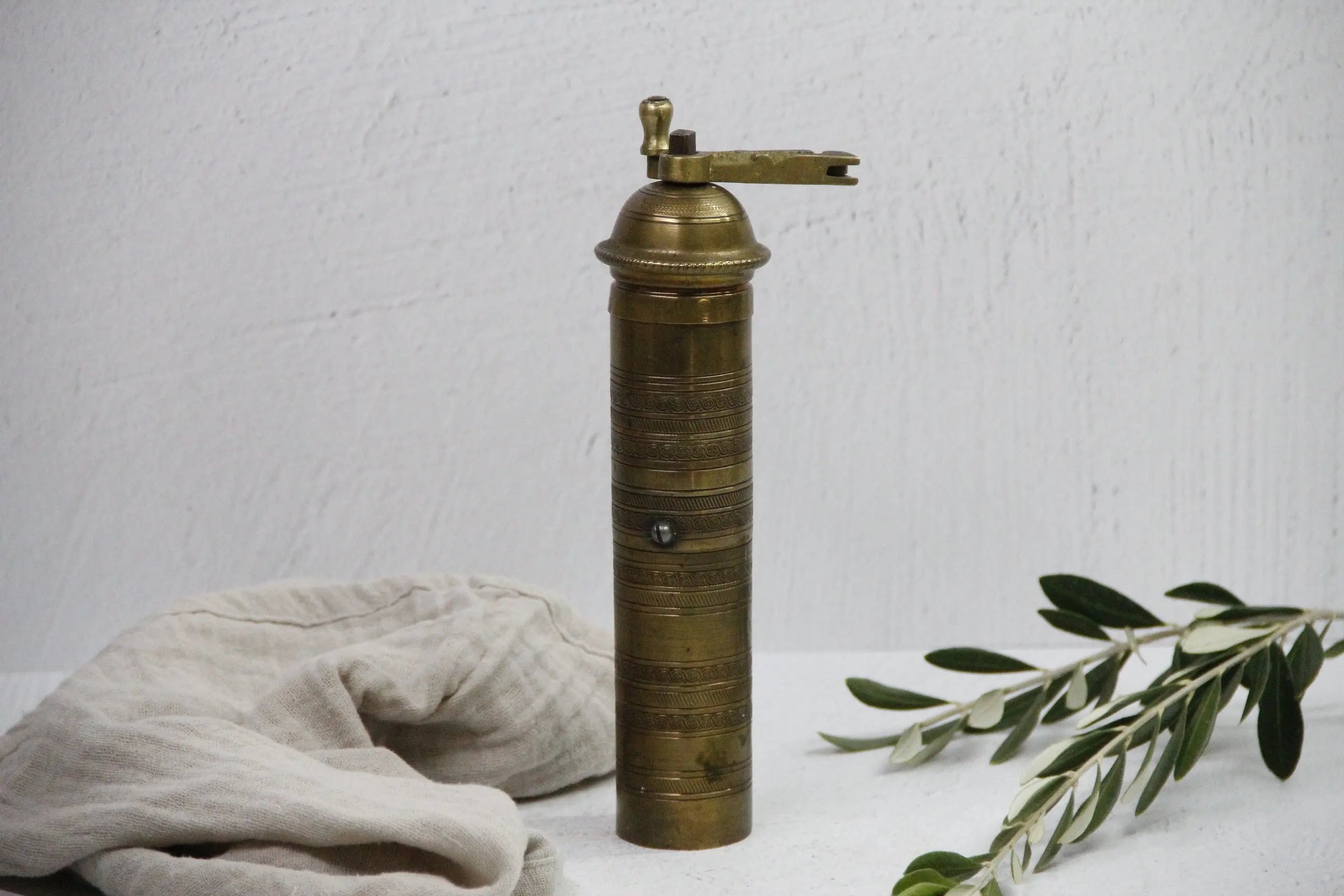 Brass Pepper Mill Antique | Turkish Coffee Grinder Decor Debra Hall Lifestyle
