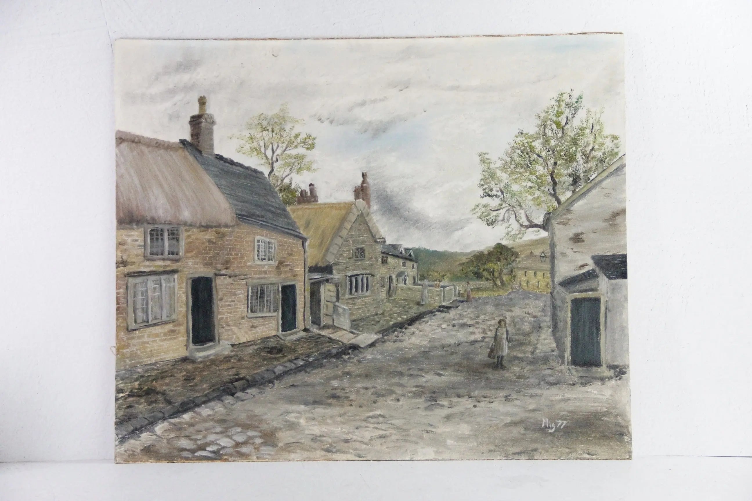English Countryside Painting Village Scene | Vintage Signed Debra Hall Lifestyle
