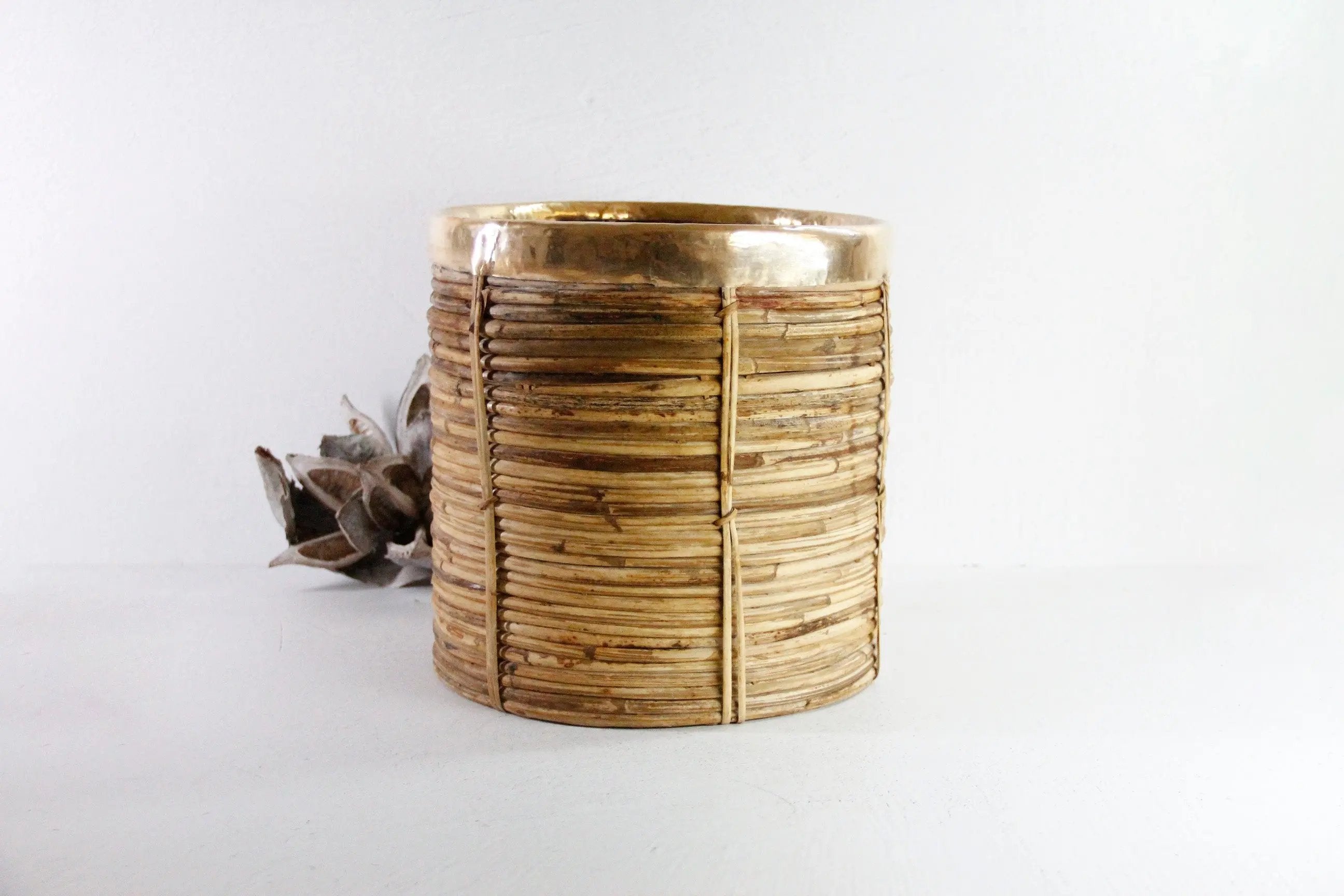 Gabriella Crespi Bamboo Basket | Italian Style Pencil Reed Debra Hall Lifestyle