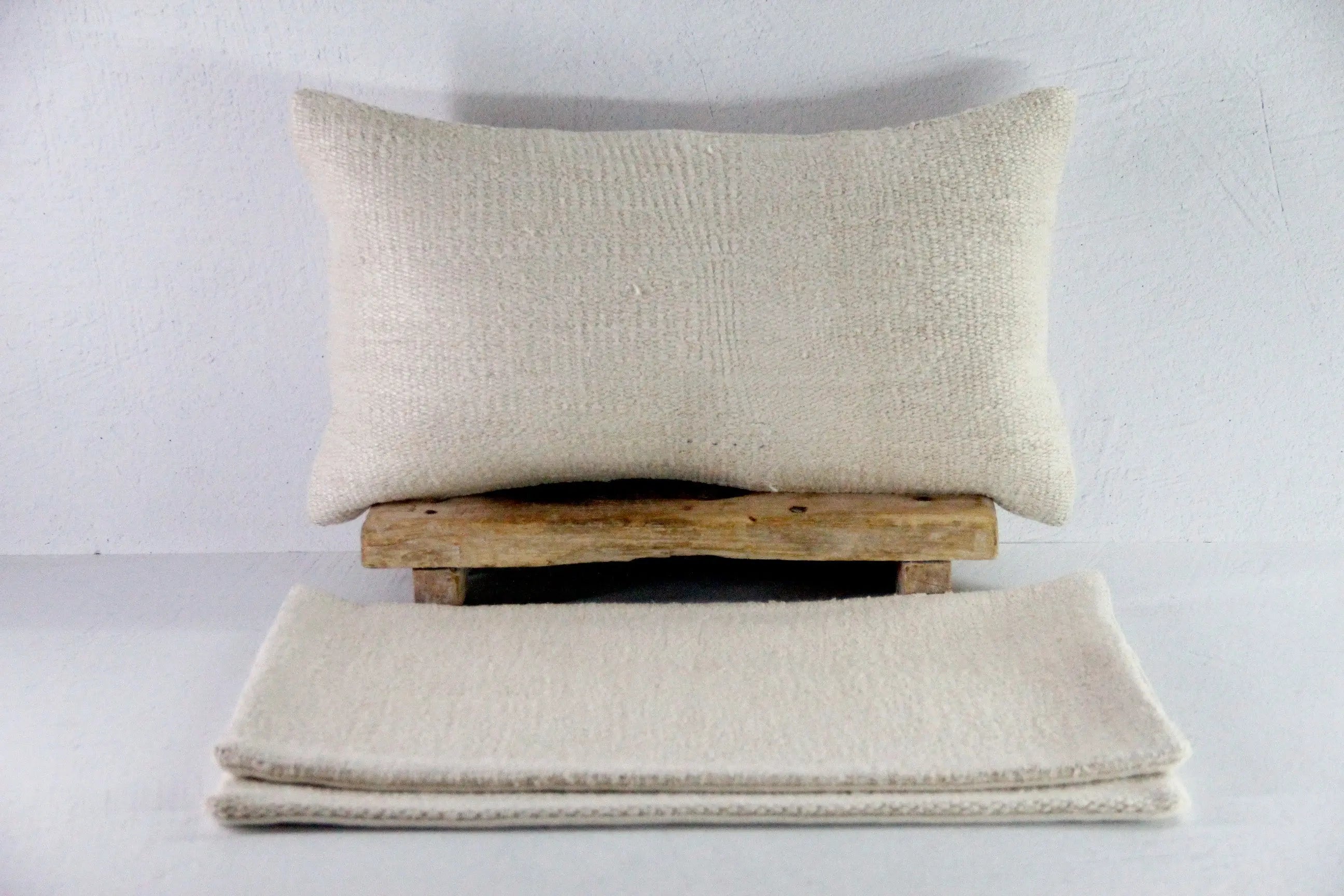 Hemp Pillow | Vintage Fabric Natural Lumbar Pillow Cover Debra Hall Lifestyle