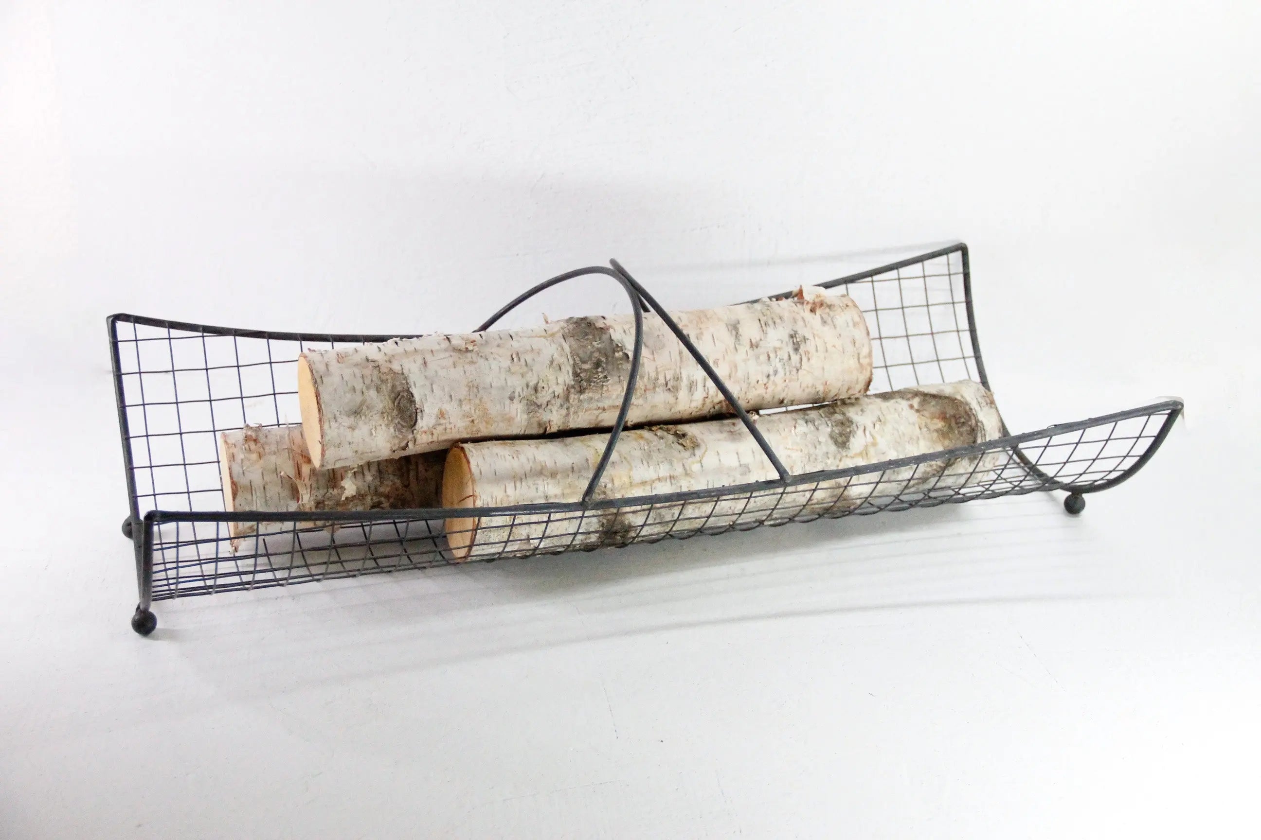 Mid Century Firewood Holder | Modern Wire Basket Rack Debra Hall Lifestyle