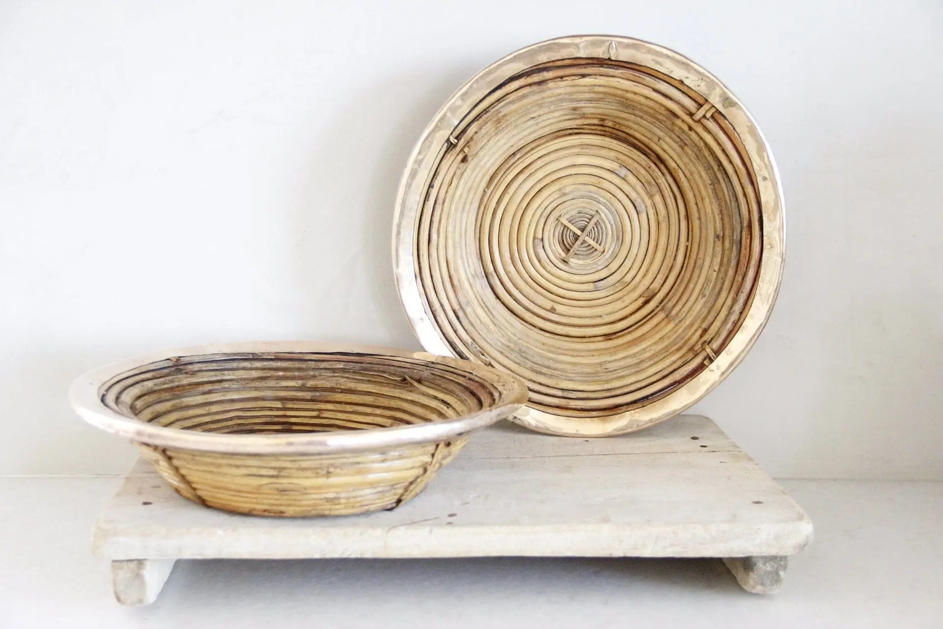 Mid Century Italian Rattan and Brass Basket | Italy 1970s Debra Hall Lifestyle
