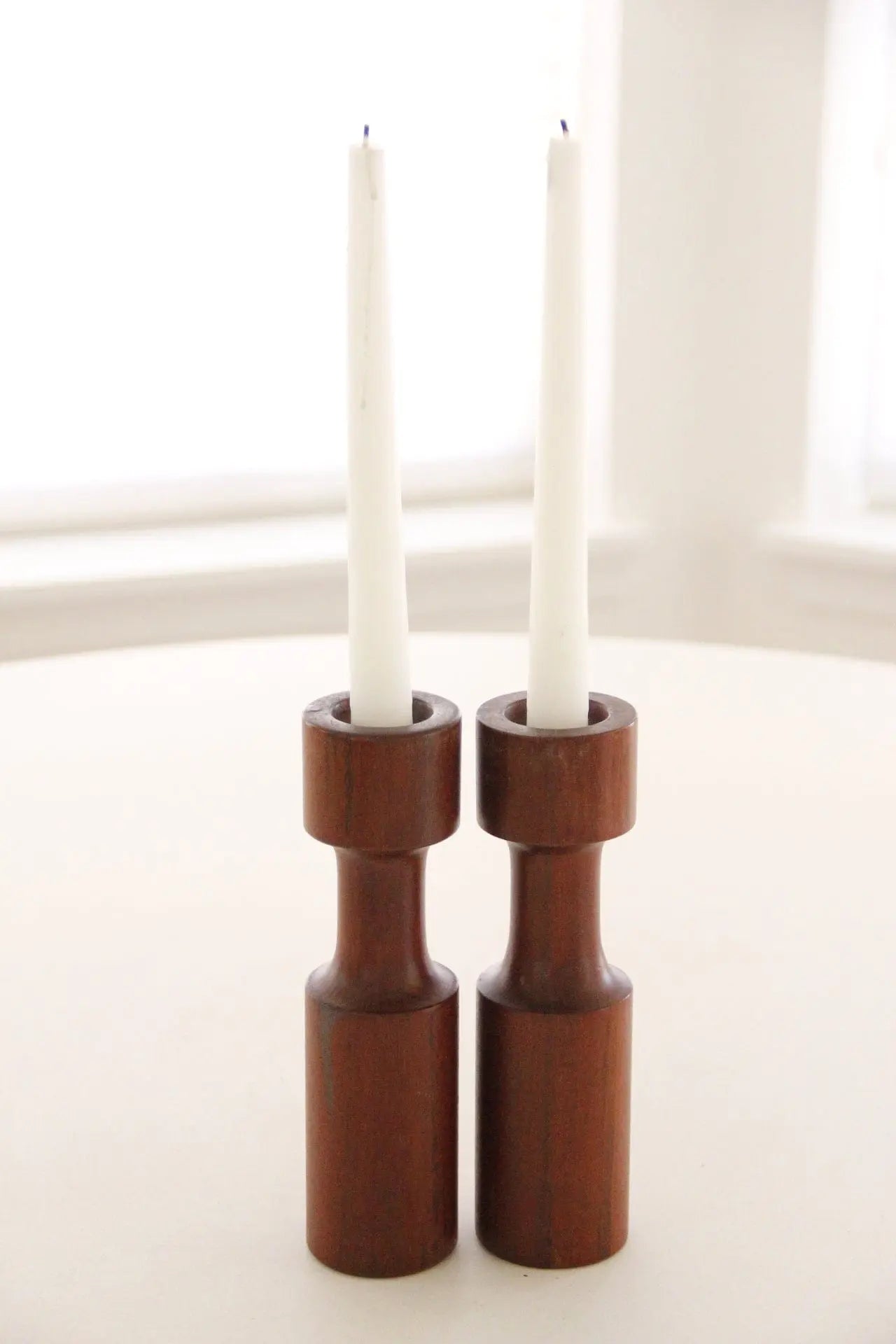 Midcentury Danish Modern Teak Candle Holders | Pair  Debra Hall Lifestyle