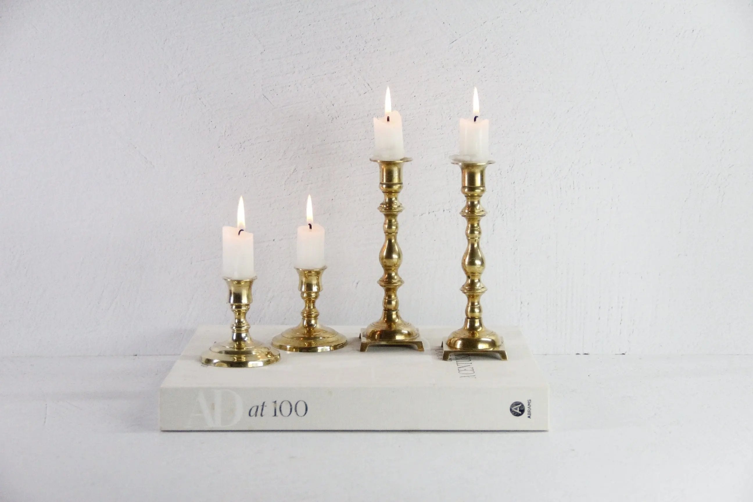 Pair Antique Brass Candlesticks | Assorted Style Candle Holders Debra Hall Lifestyle