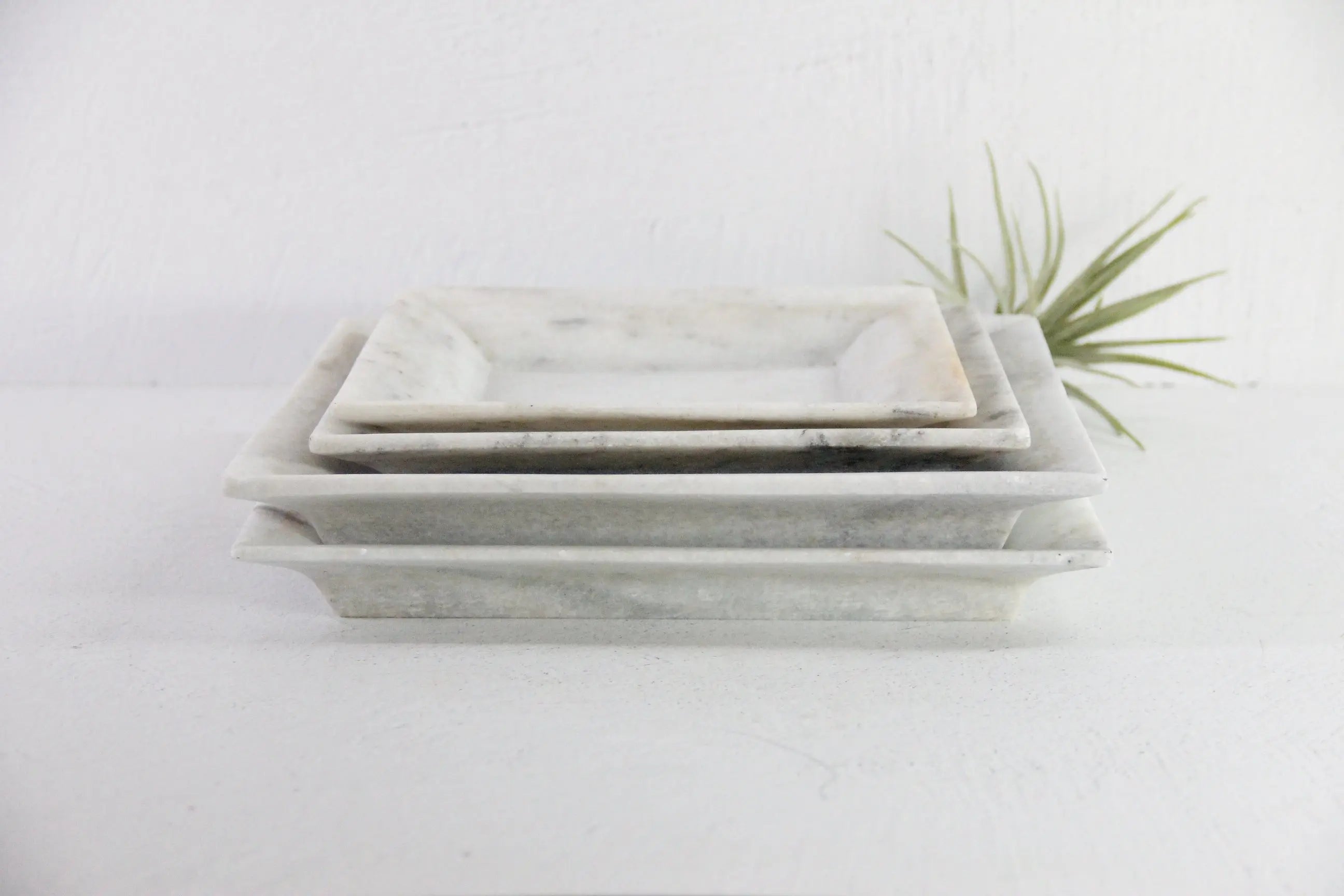 Square Marble Tray | Carved Honed Light Stone Assorted Debra Hall Lifestyle