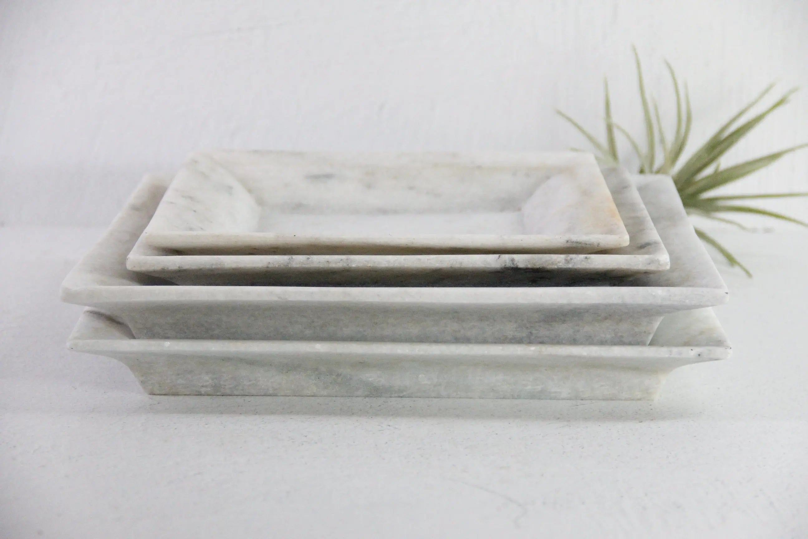 Square Marble Tray | Carved Honed Light Stone Assorted Debra Hall Lifestyle