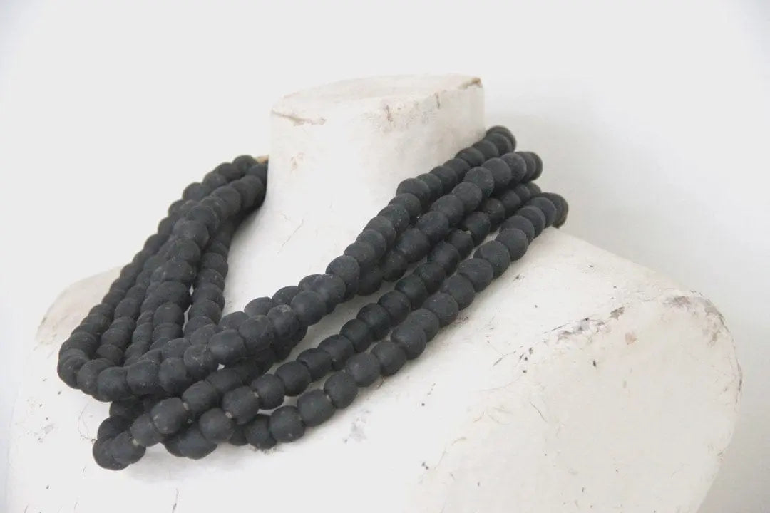 African Trade Beads Vintage Black Recycled Glass-Medium – Debra