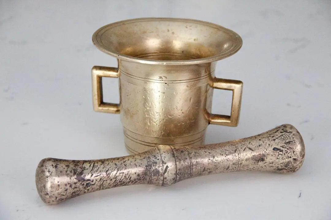 Vintage Brass Mortar & Pestle | Apothecary  Debra Hall Lifestyle