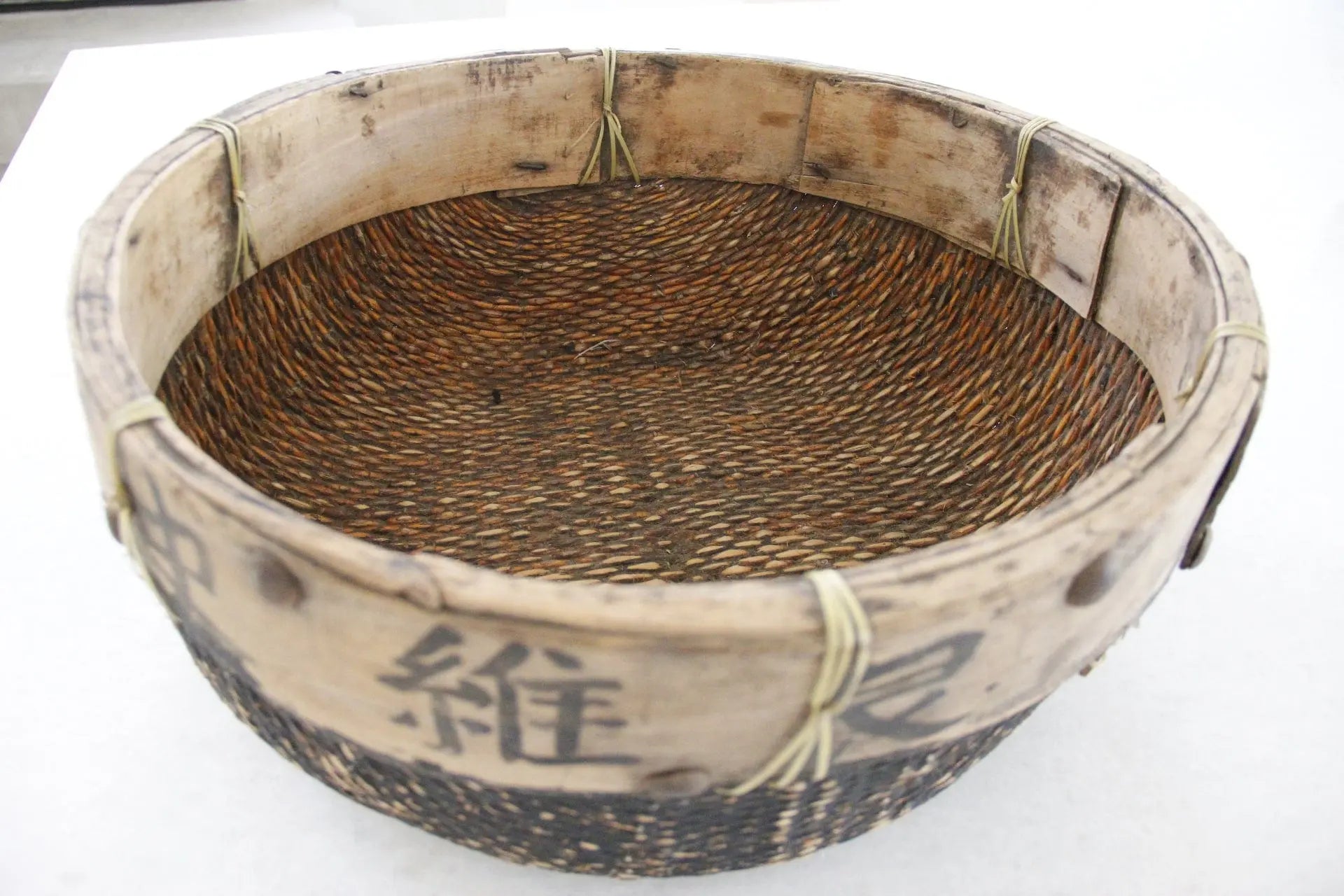 Vintage Chinese Basket | Black Willow & Bleached Bamboo  Debra Hall Lifestyle