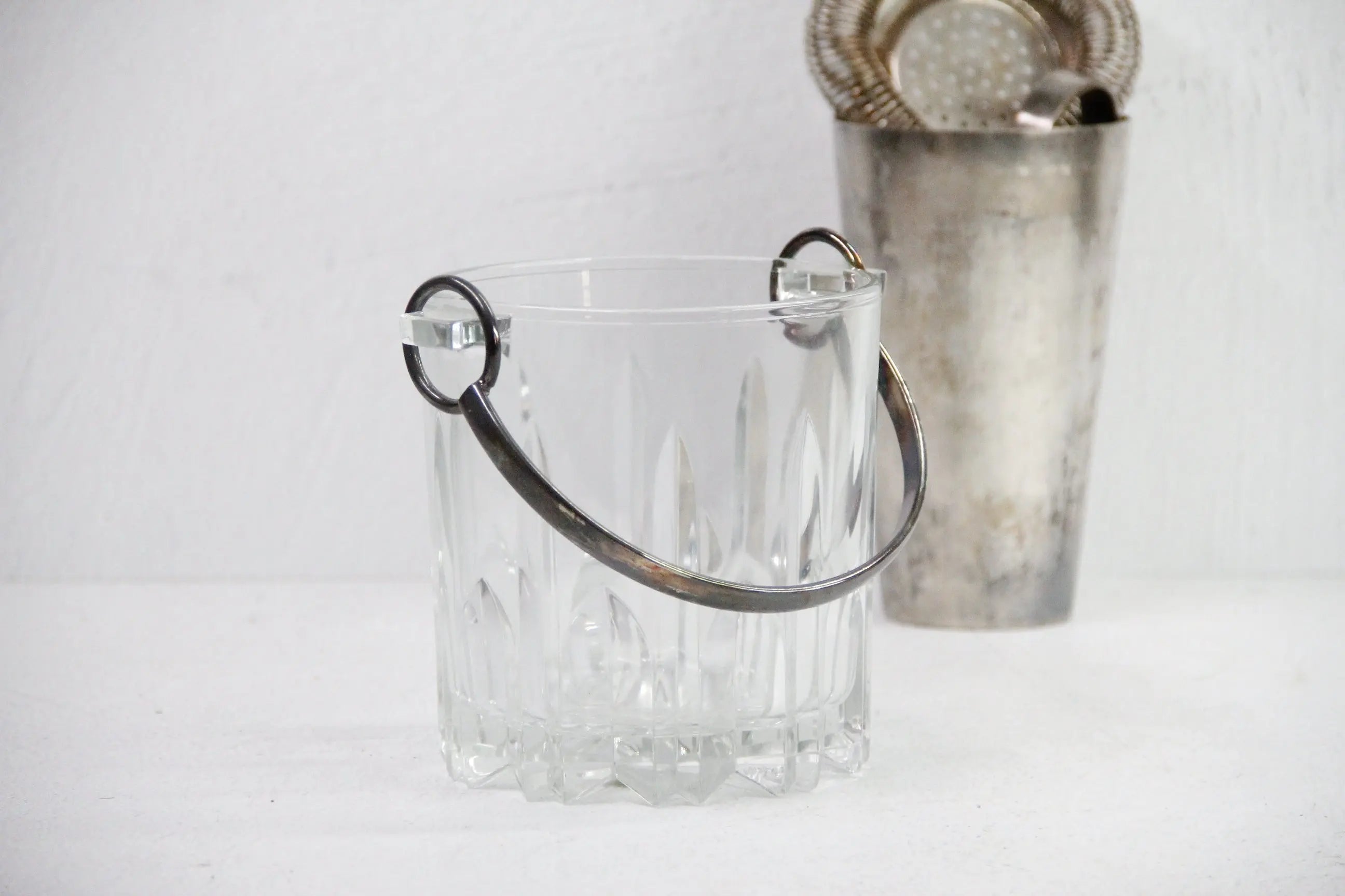 Vintage Ice Bucket | 1950s Glass Silver - Italy Stamp Debra Hall Lifestyle
