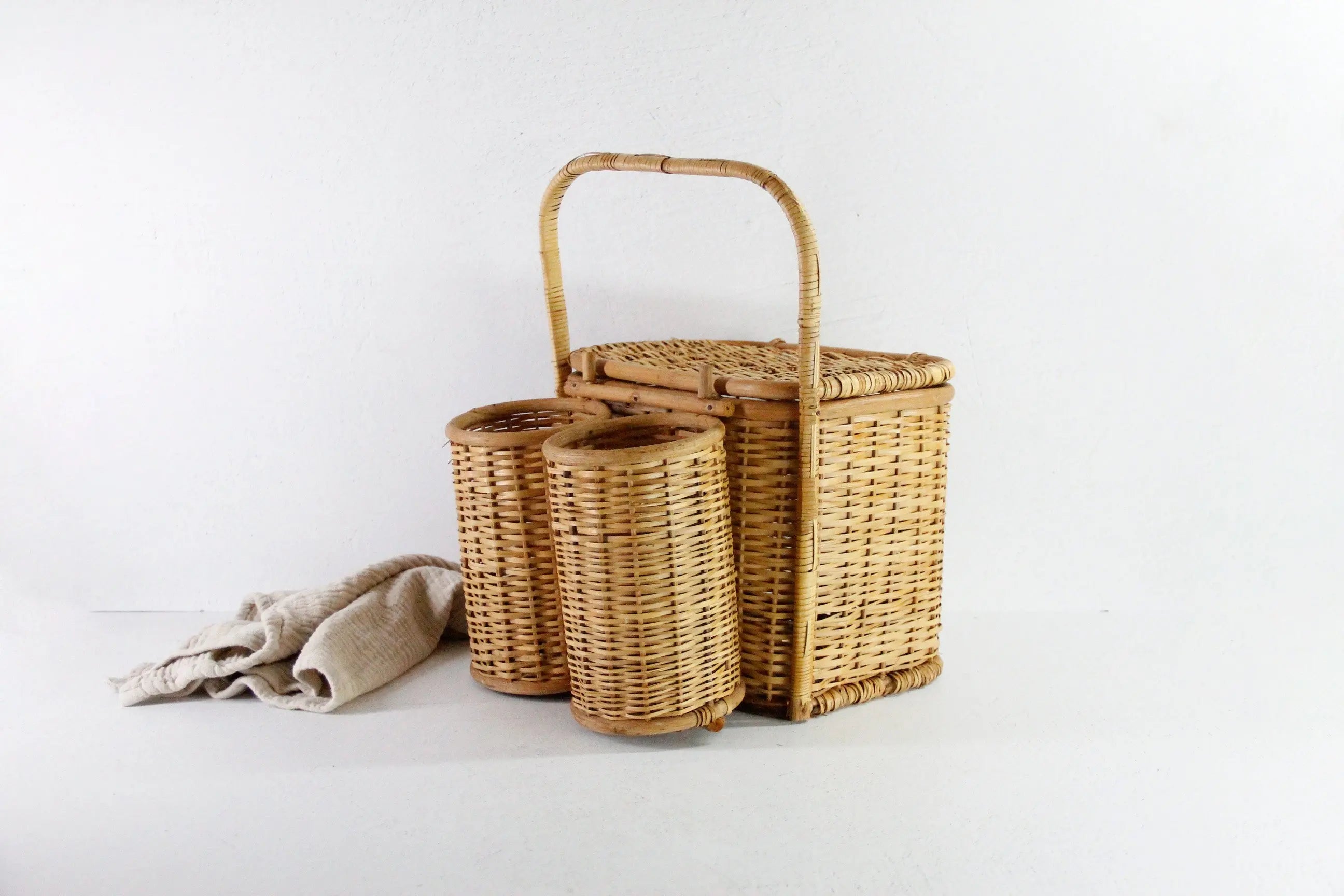Vintage Picnic Basket Wine Caddy | Wicker 60s French Style Debra Hall Lifestyle