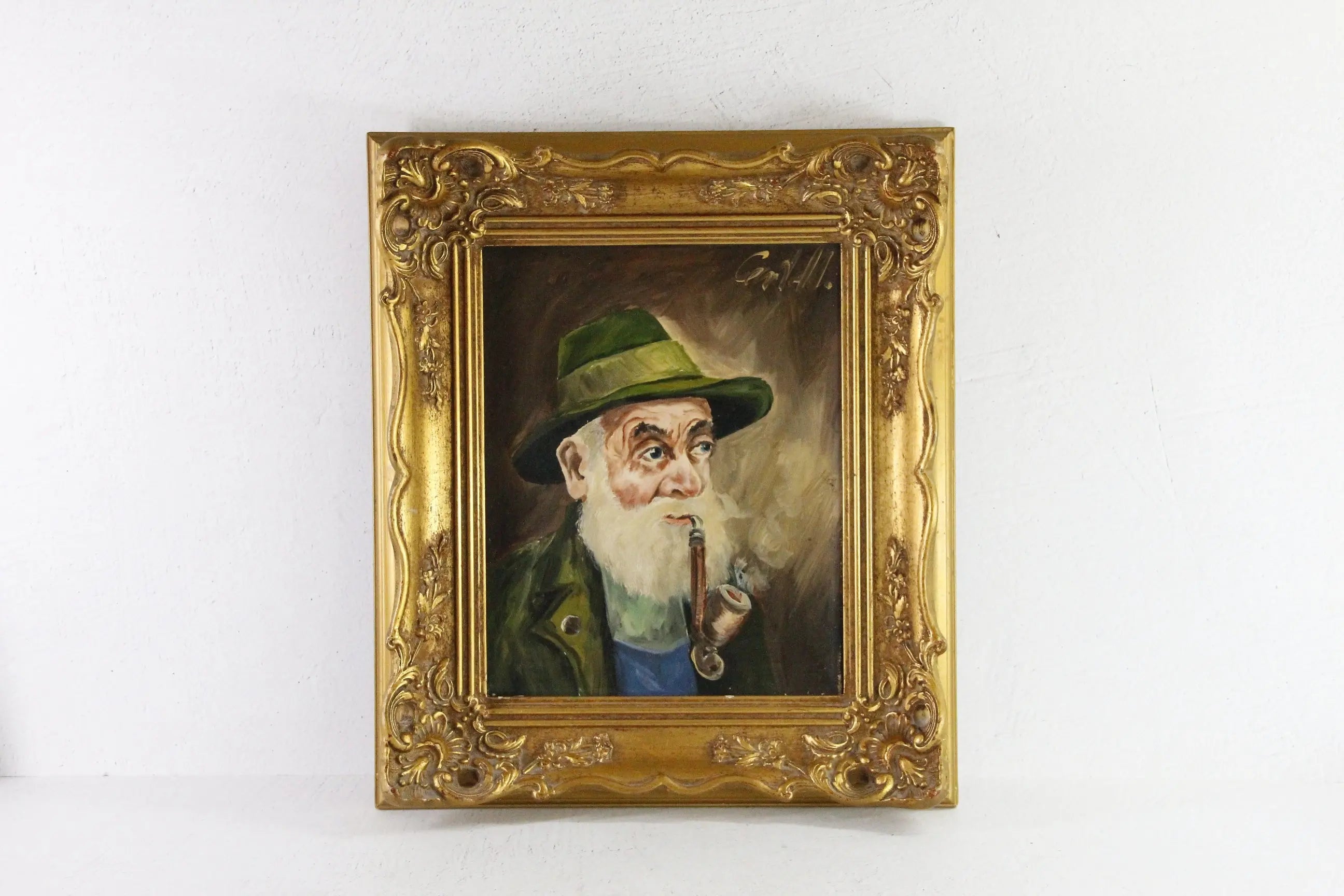 Vintage Portrait Oil Painting | European Old Man with Pipe Debra Hall Lifestyle