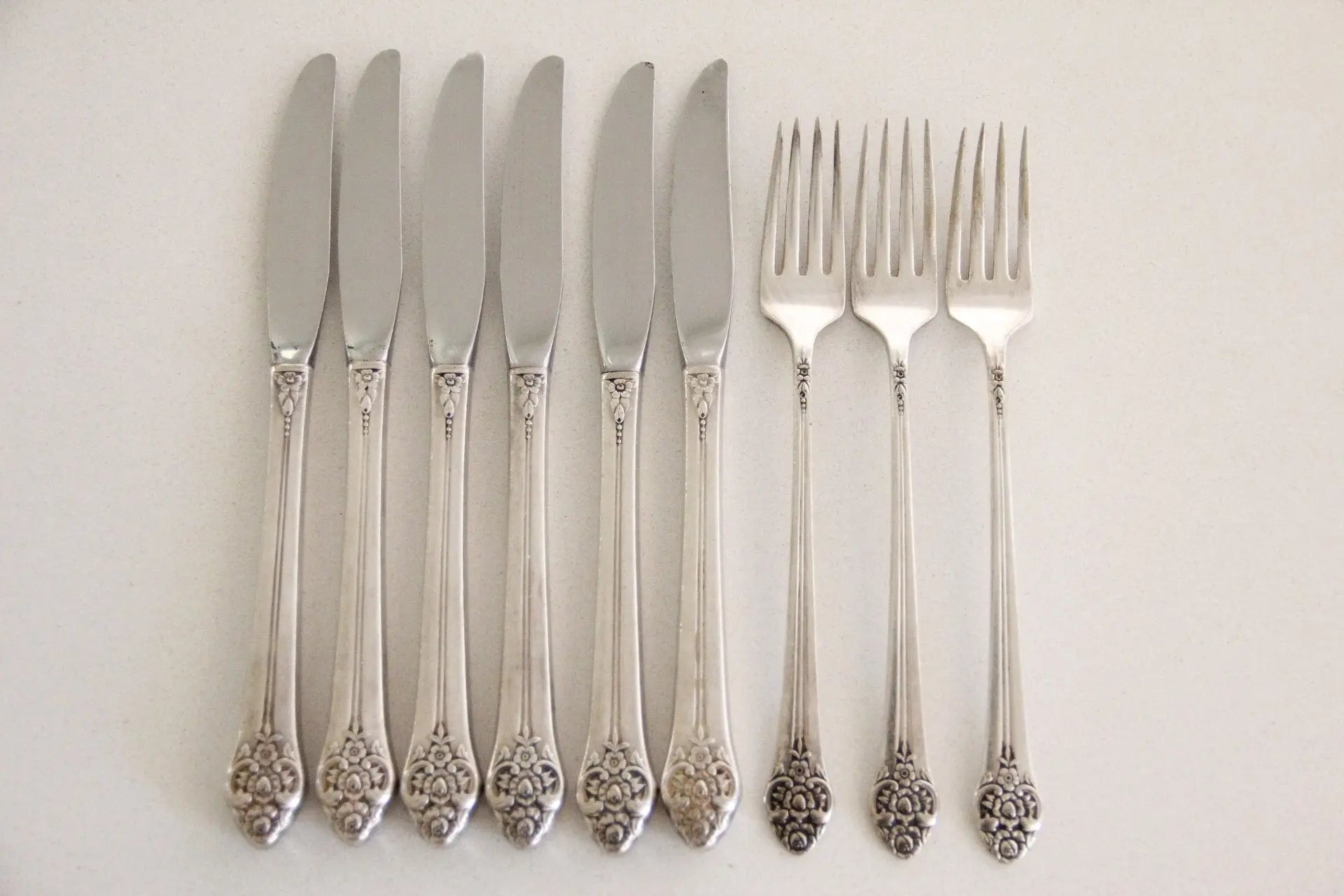 Vintage Silver Grille Knife & Fork | Flatware 3 Pcs.  Debra Hall Lifestyle