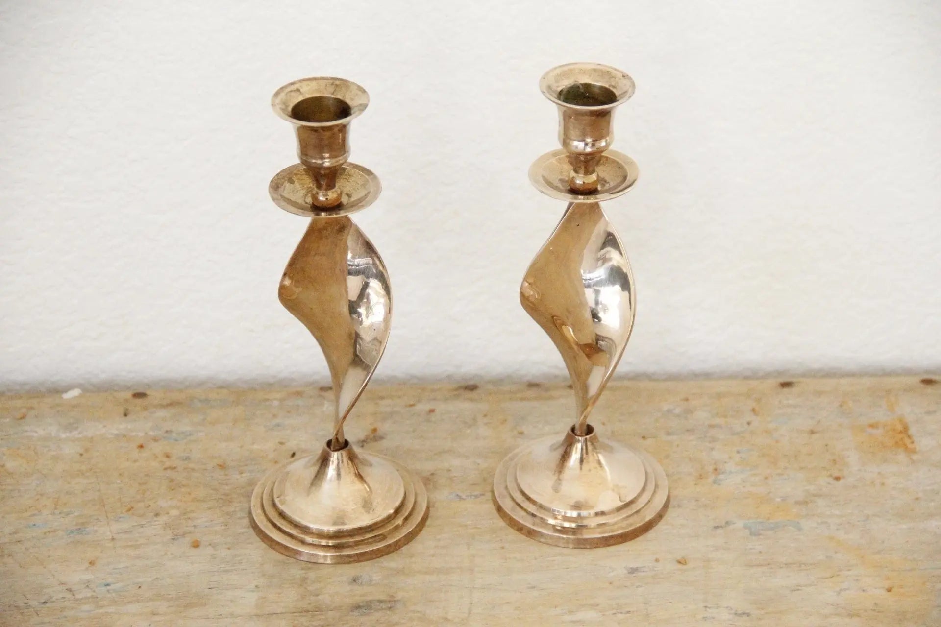 Vintage Twisted Brass Candle Holders  Debra Hall Lifestyle