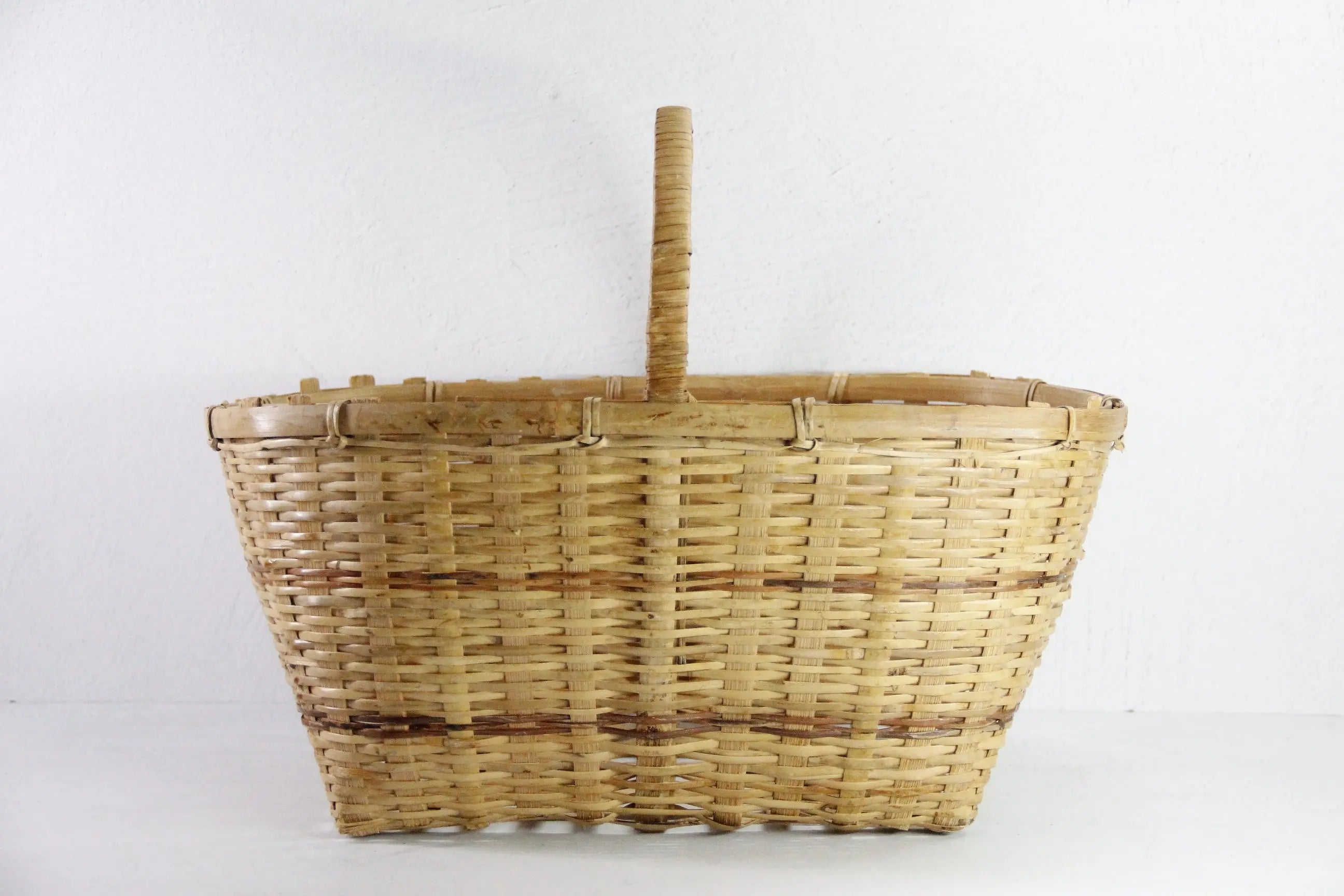 Vintage Wicker Basket With Handle | Asian Bamboo Harvest Debra Hall Lifestyle